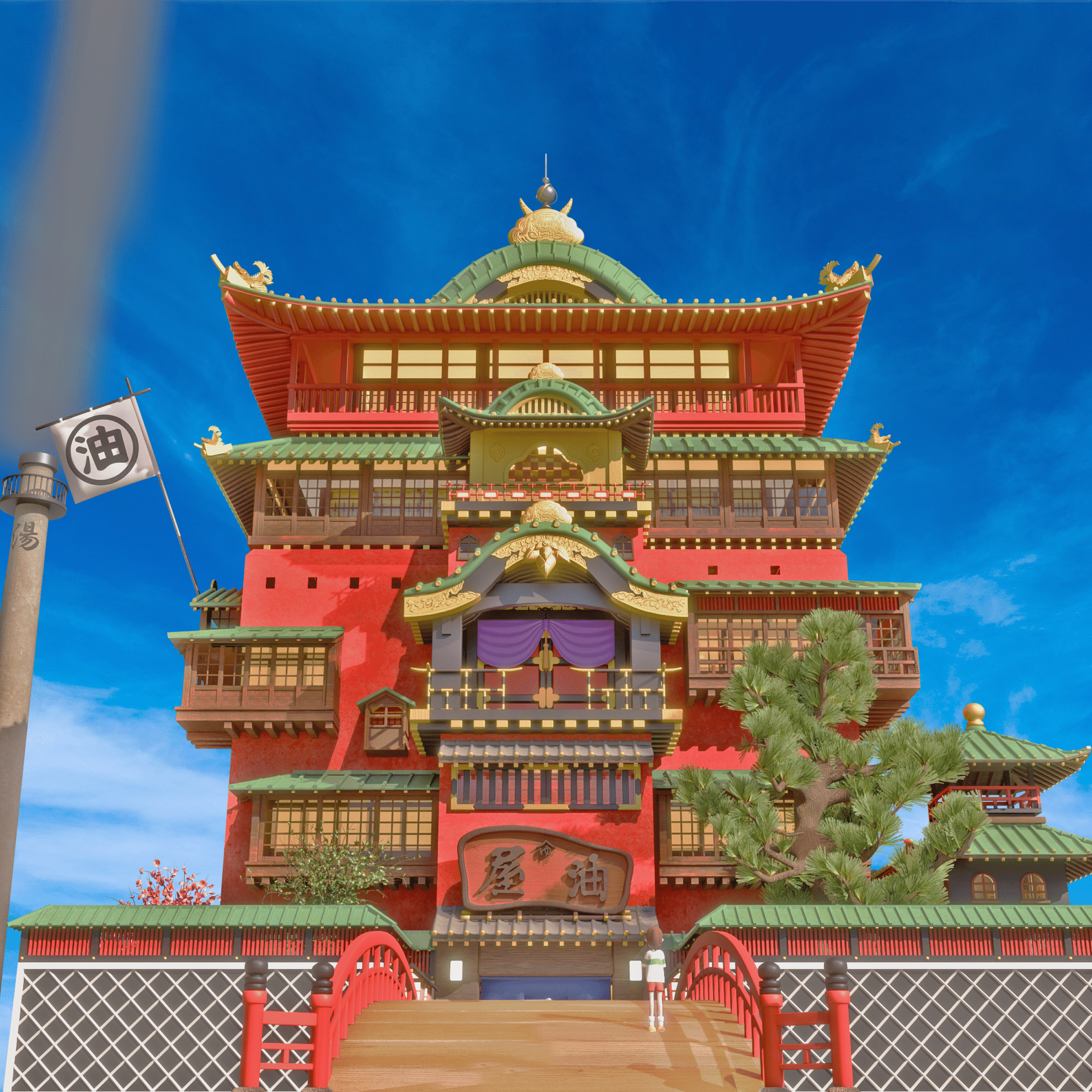 千と千尋の神隠し｜油屋再現（外観）｜3DCG｜ミュー