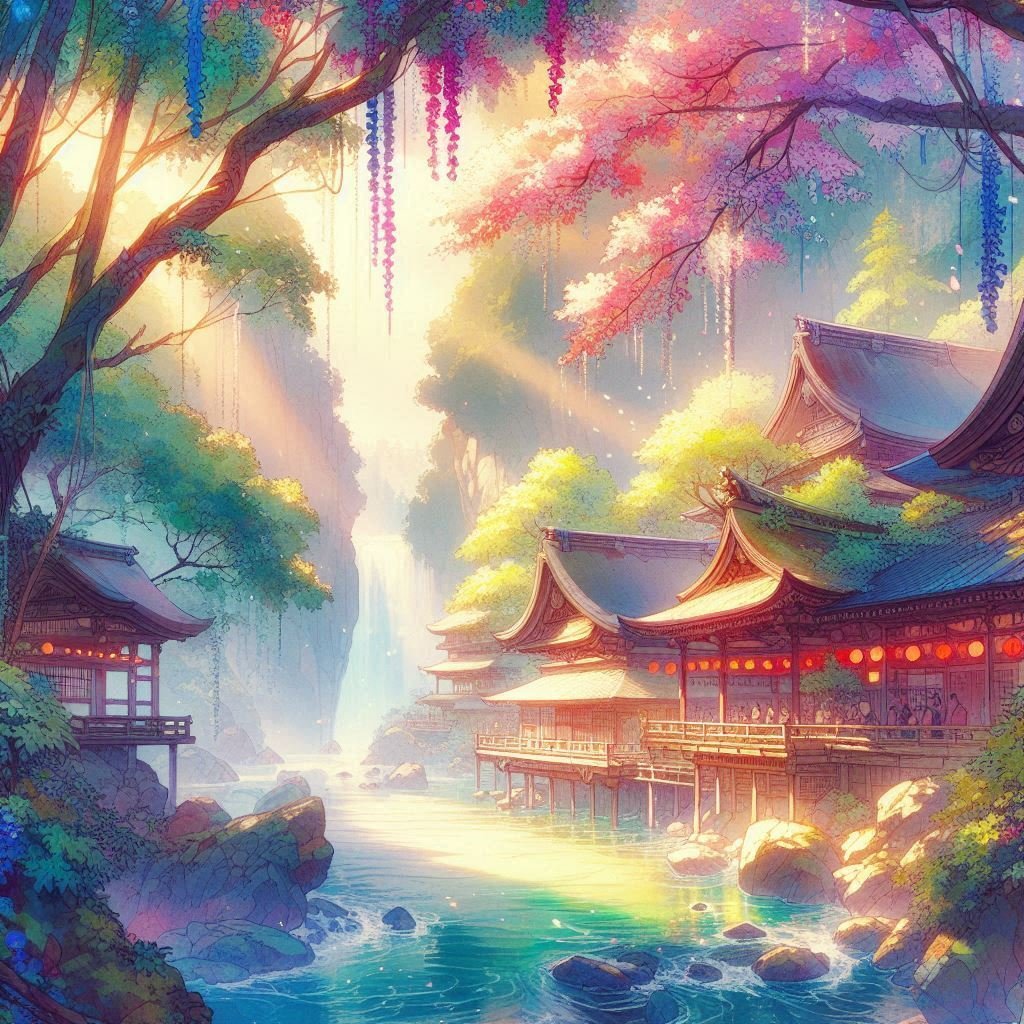 339[生成AI] 日本の風景と幻想,精霊流し[Image Creator]｜久藤 あかり