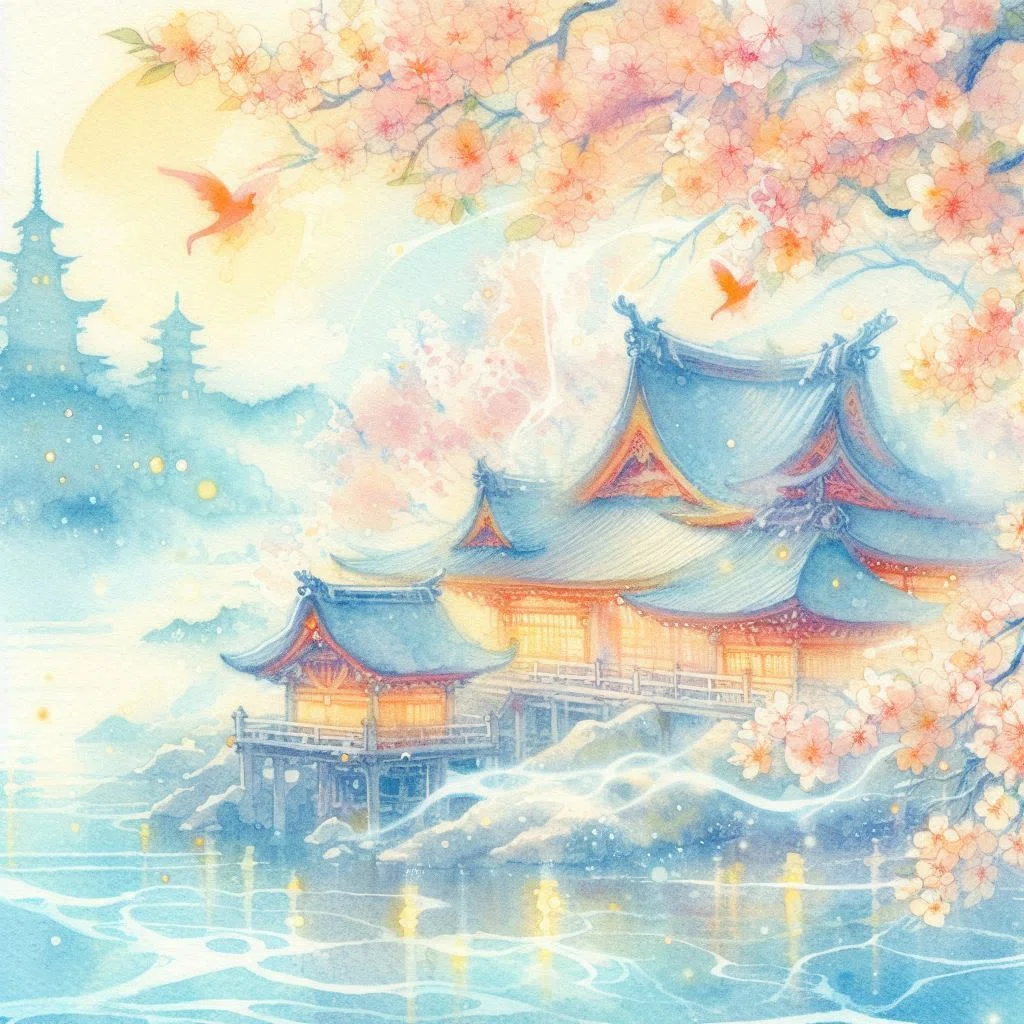 339[生成AI] 日本の風景と幻想,精霊流し[Image Creator]｜久藤 あかり