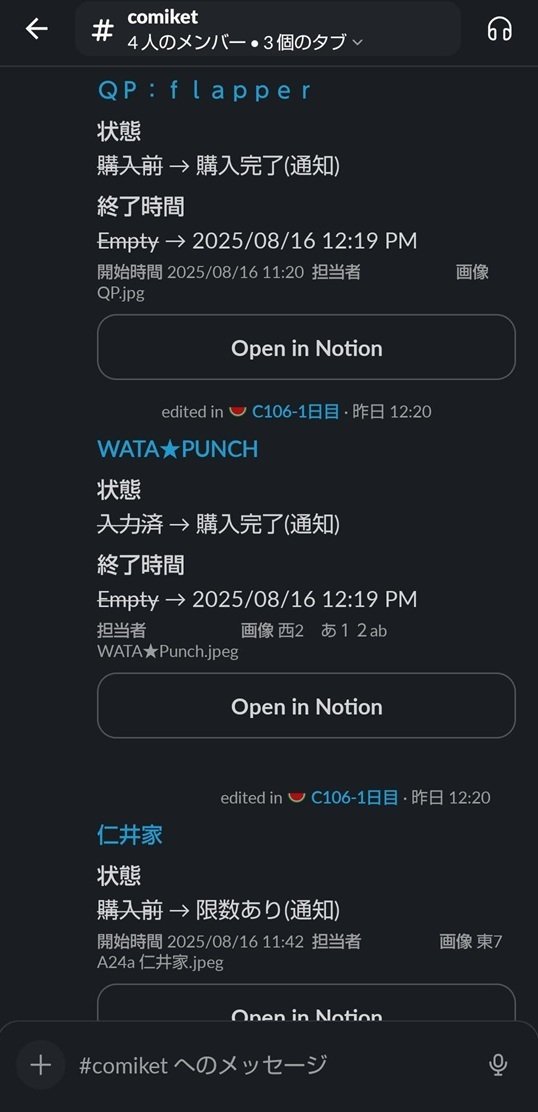 C106】コミケ一般参加記録（Notionを使った購入リスト・タスク