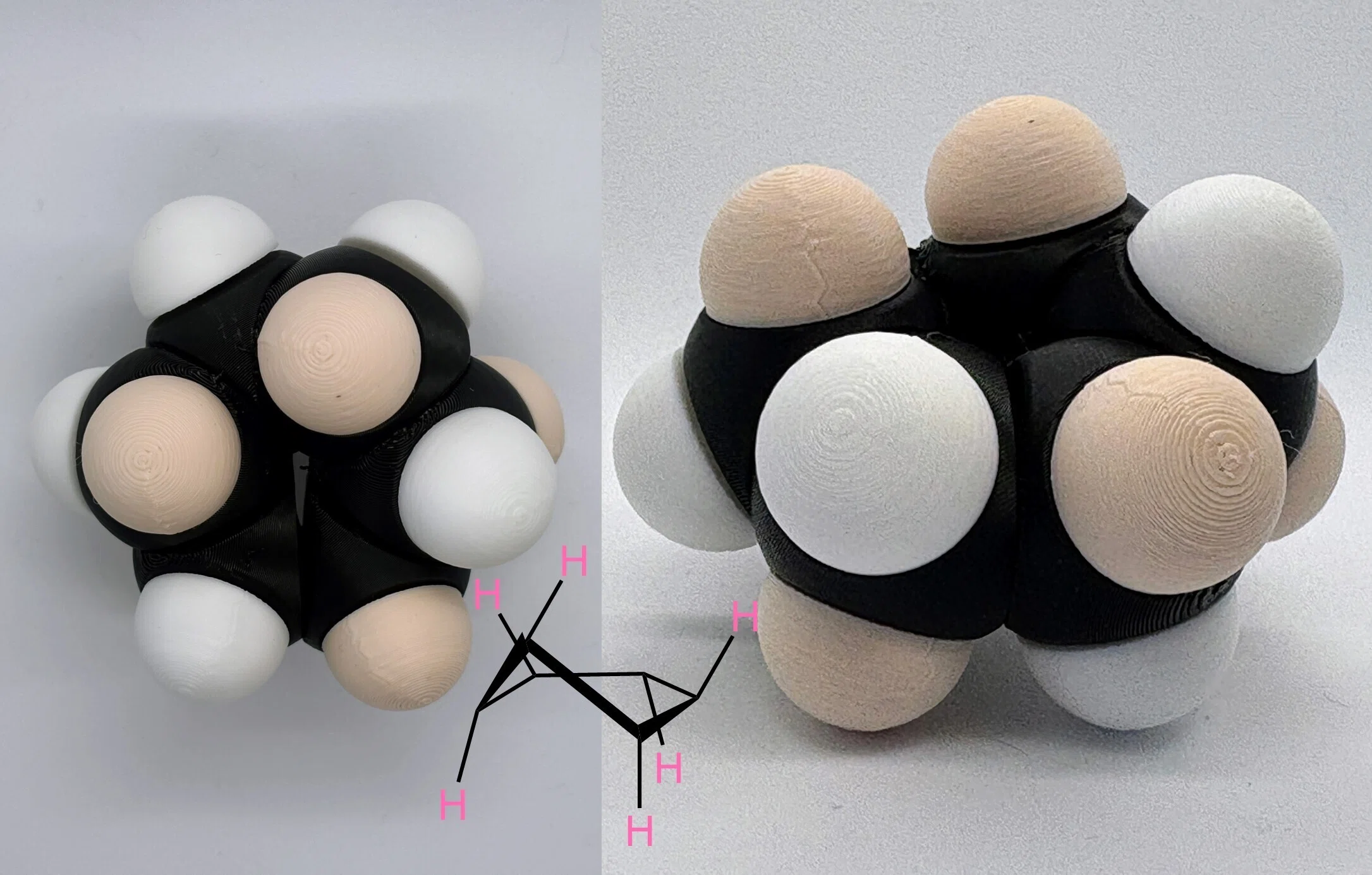 3Dプリント分子模型molfidgetでシクロヘキサンの環反転を実演するため