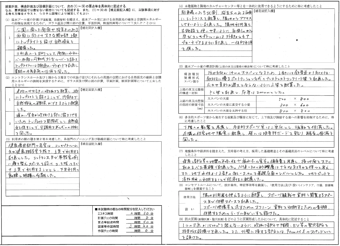 これで通った！】一級建築士製図試験、復元図面を見せます｜バウムくん