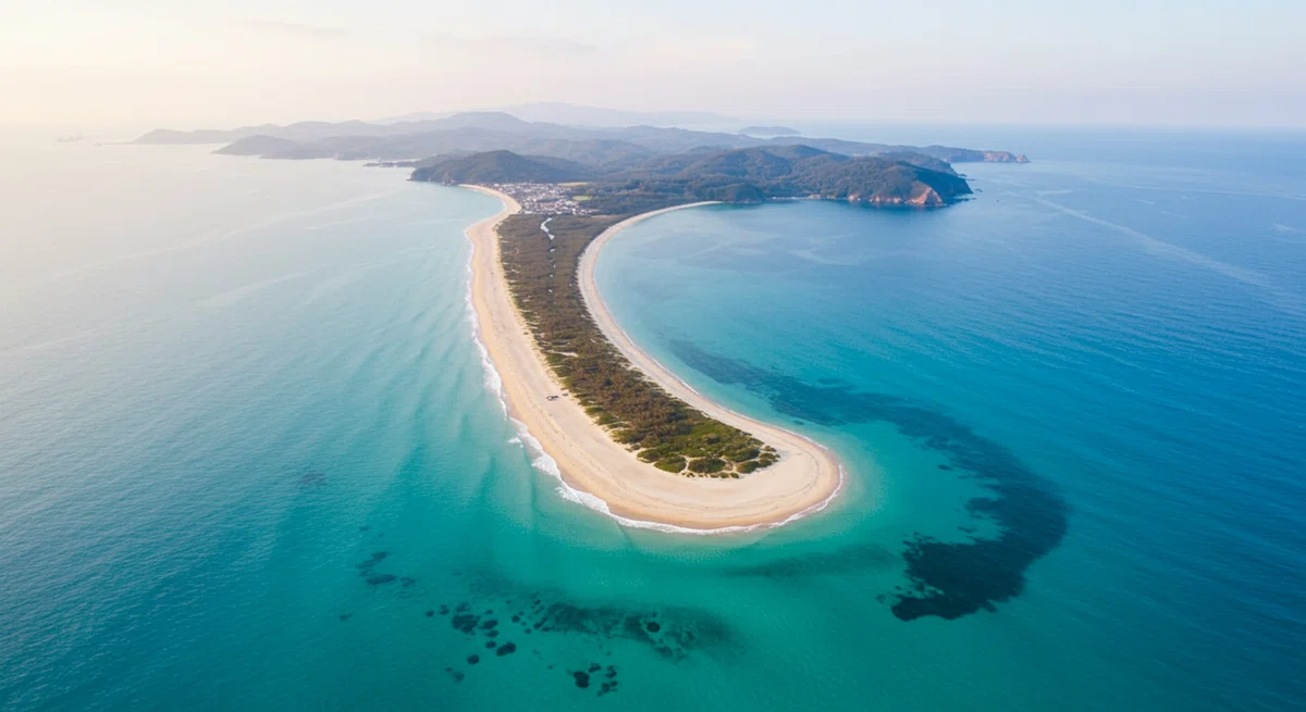 美しい海岸線の空撮画像