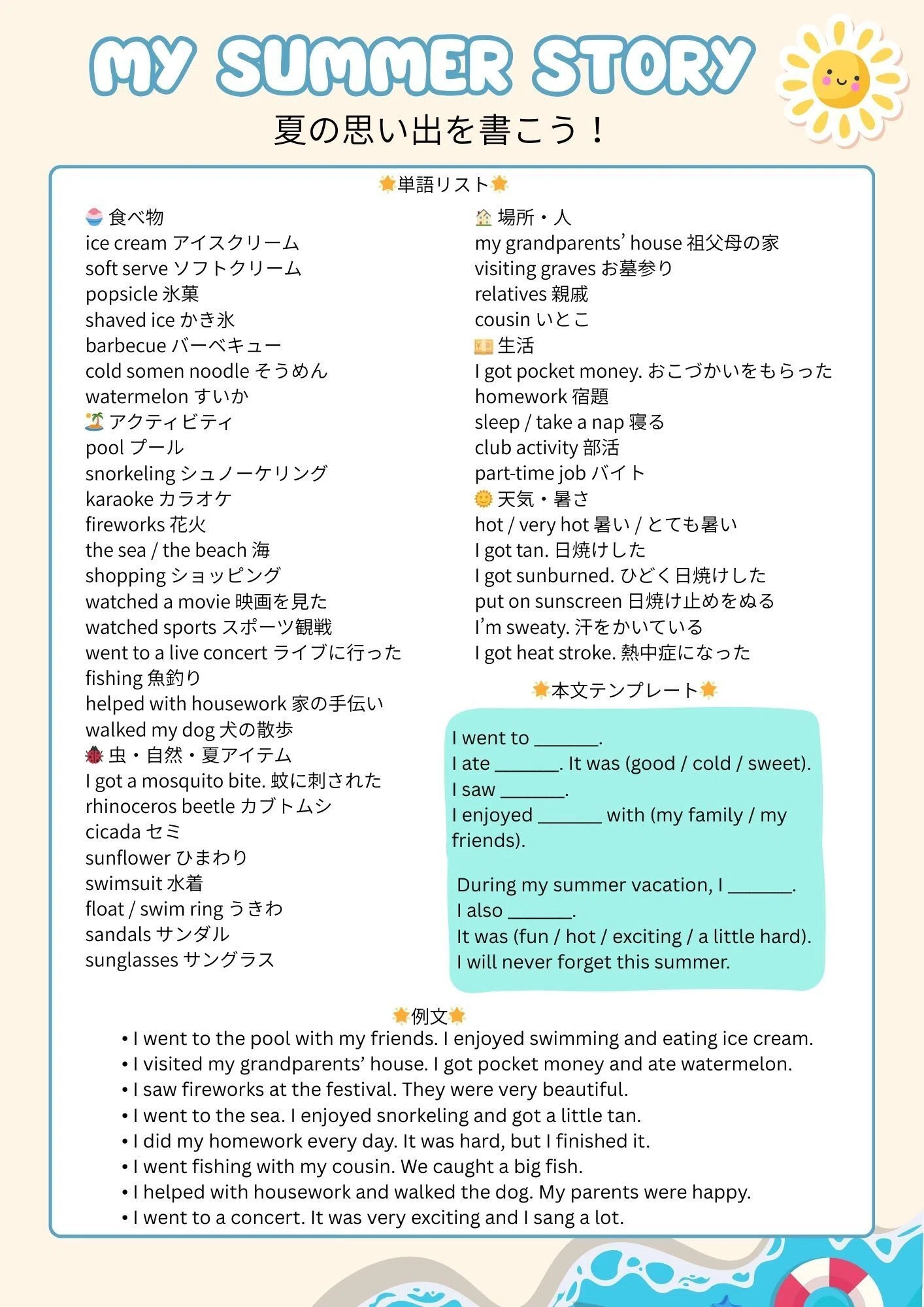 夏 の 思い出 英語