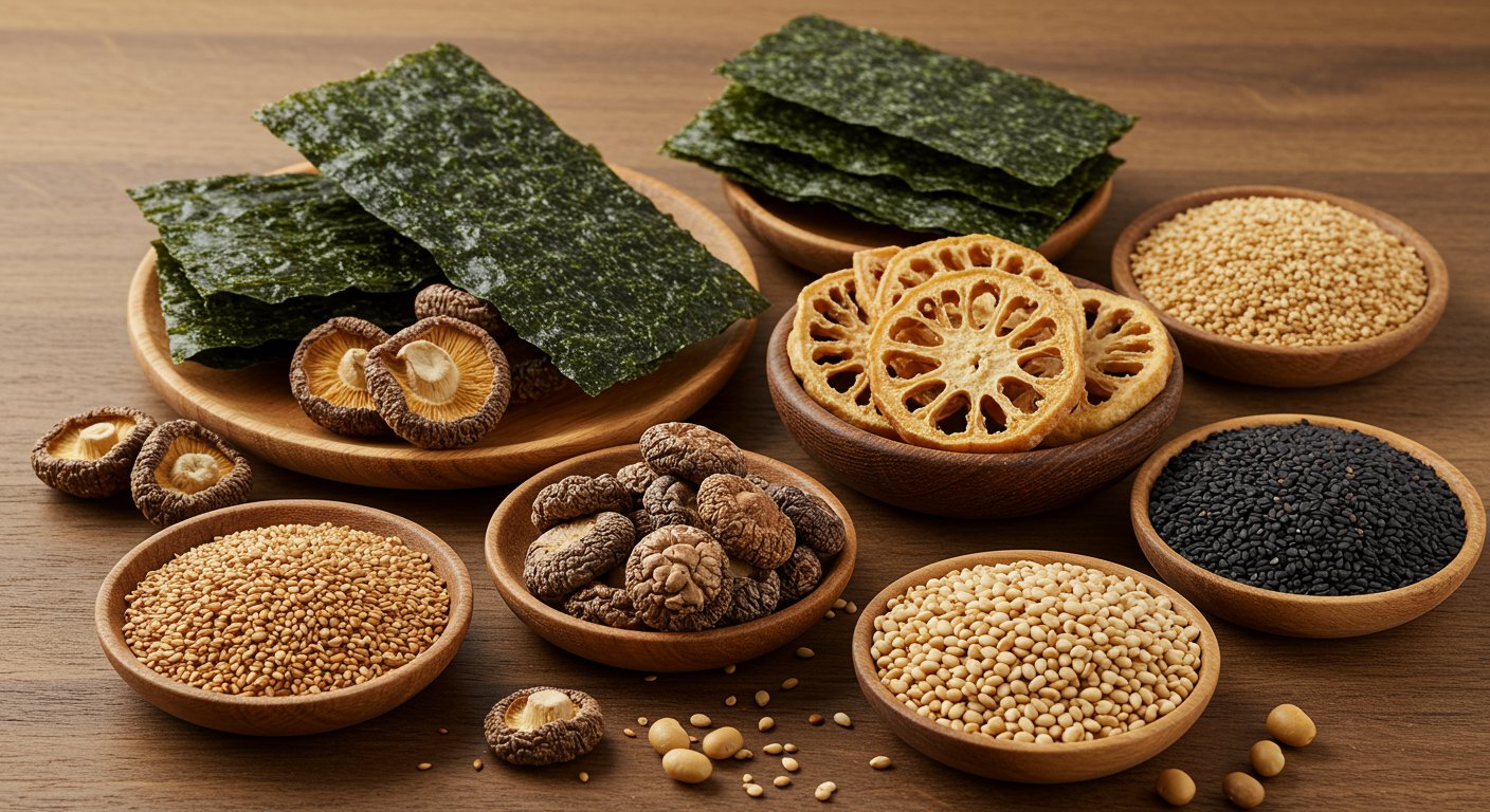 様々な種類の乾物が並んだ写真