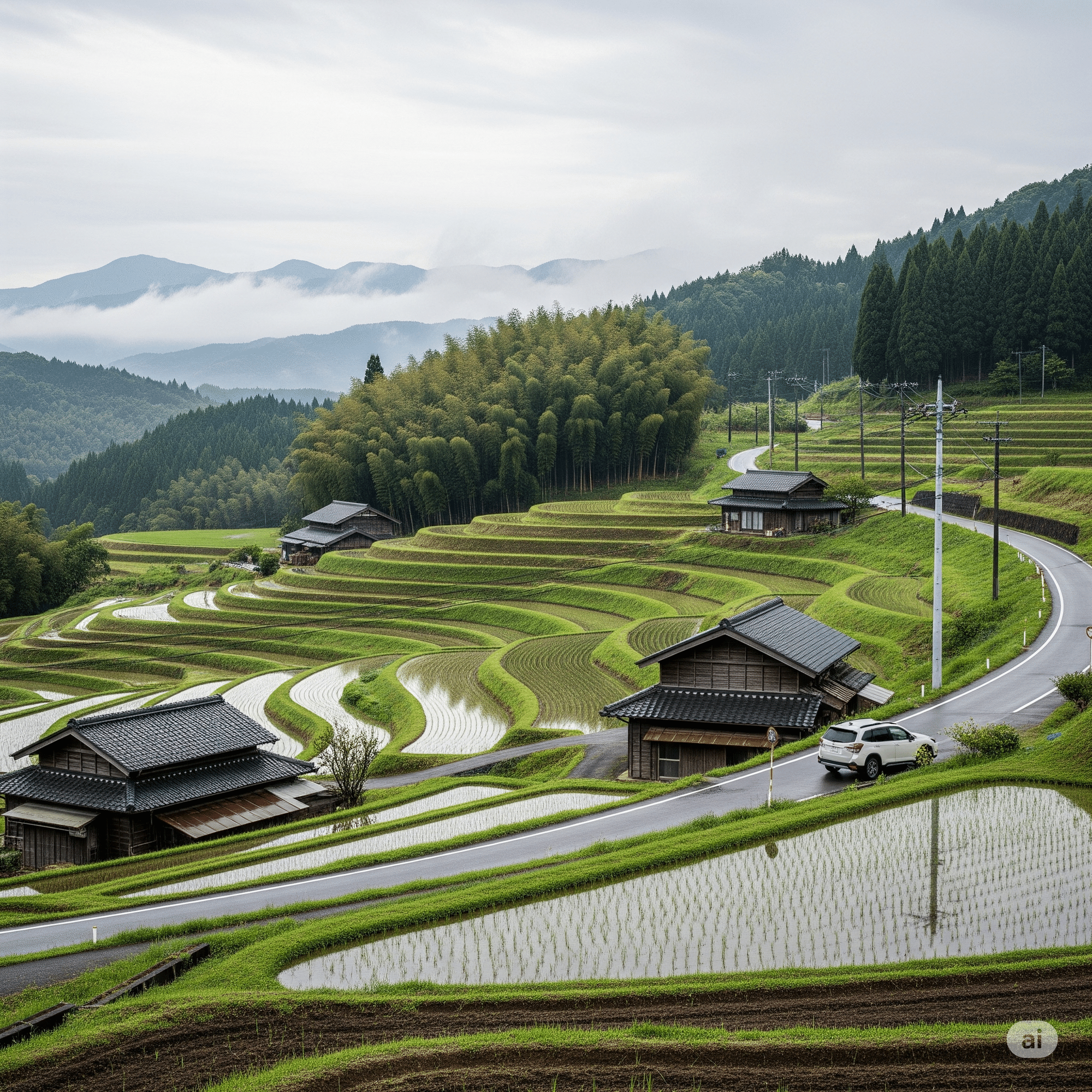 Gemini｜田園風景の画像生成｜凍り塩