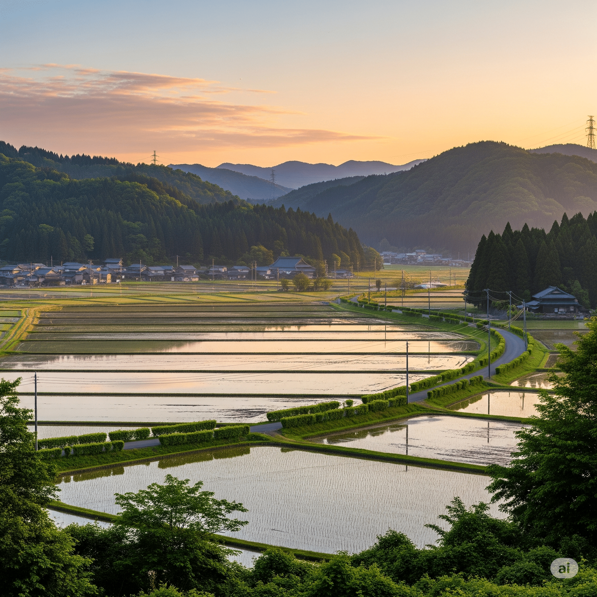 Gemini｜田園風景の画像生成｜凍り塩