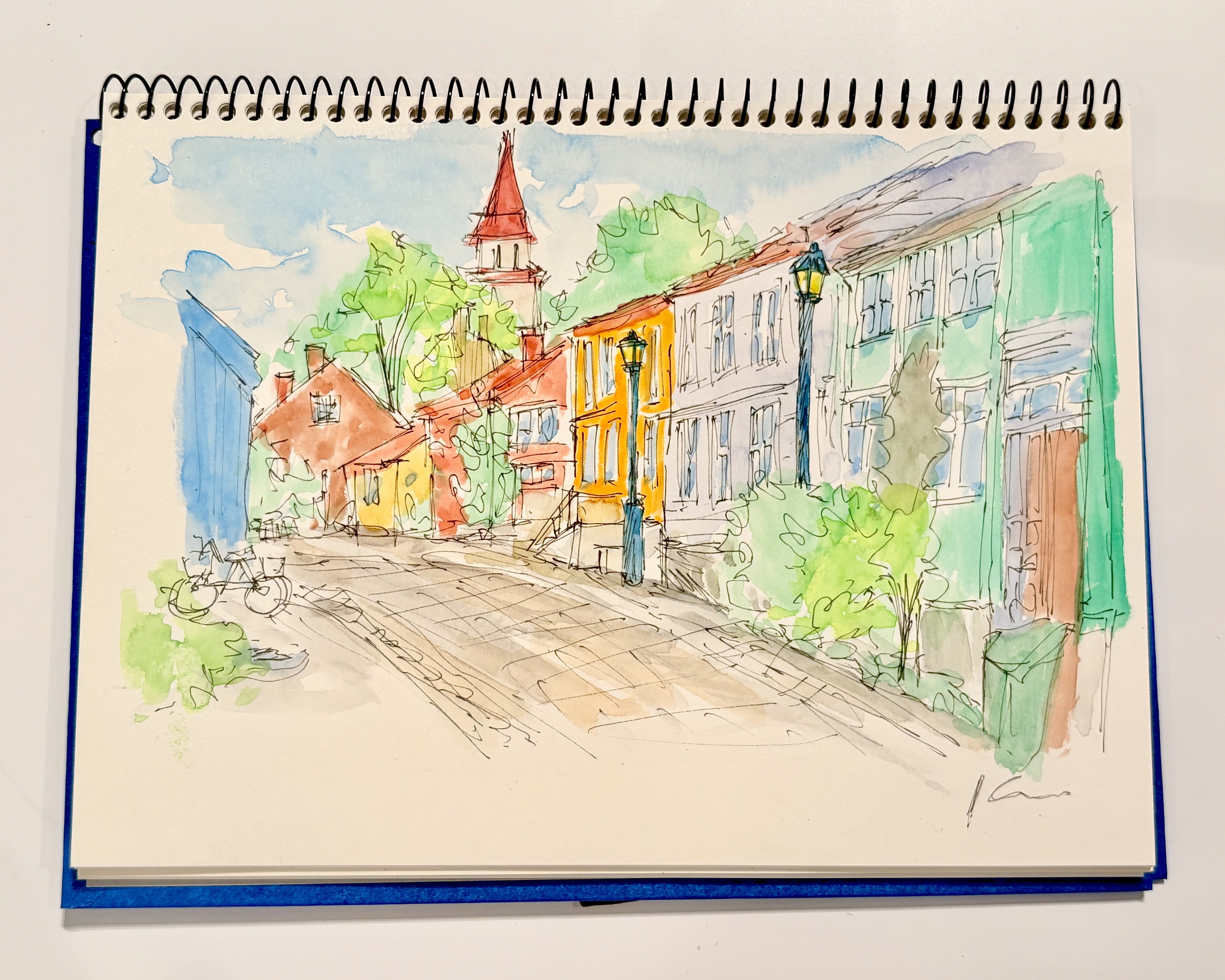 このスケッチができるまで。Vol.3【水彩画で街並み描いた。】｜Kee