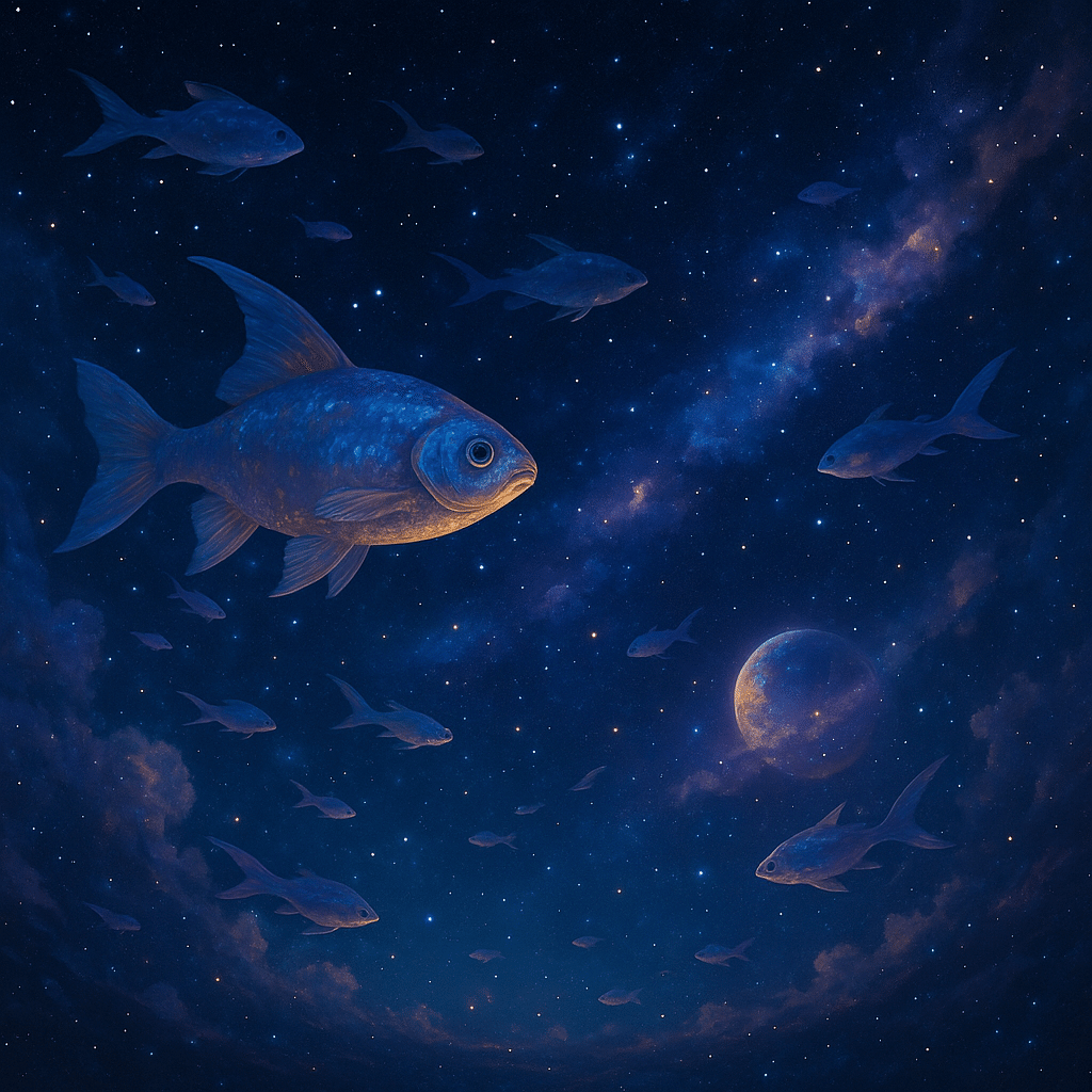 AIで描く幻想世界 ― 宇宙を泳ぐ魚たち｜カネゴン