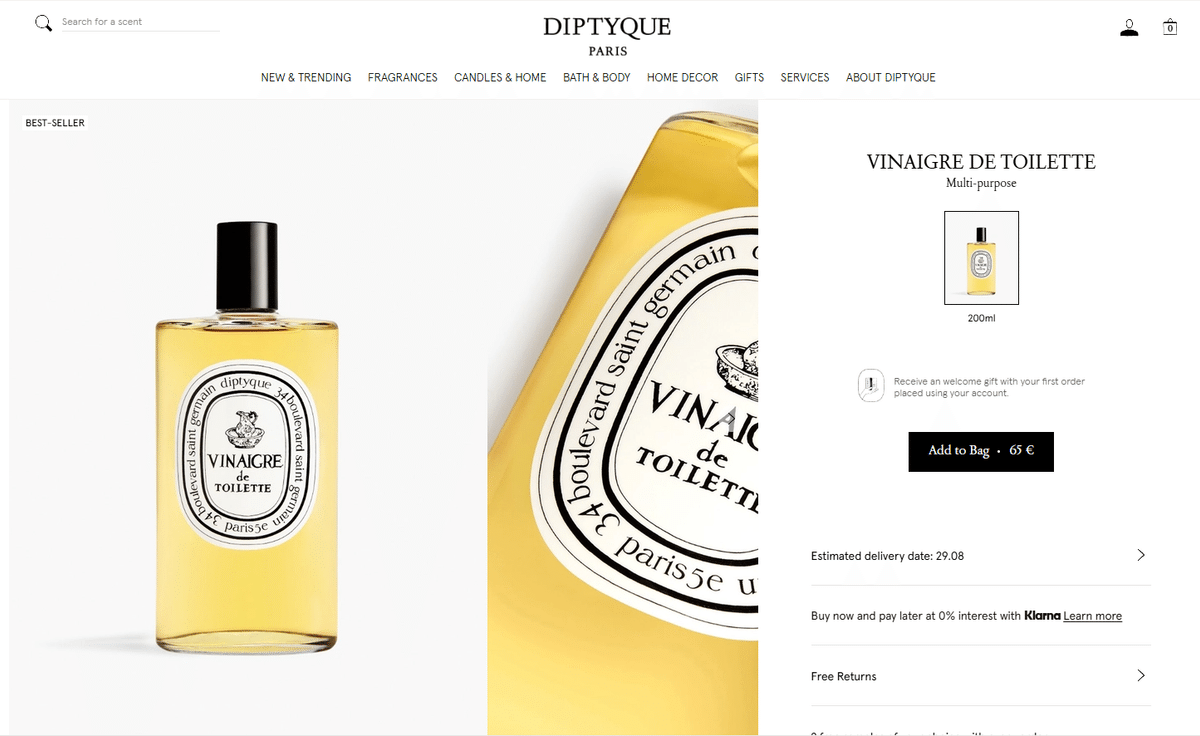 Diptyque (限定版)ヴィネグルトワレ－マルチユースオイル　200ml Diptyque (限定版)ヴィネグルトワレ－マルチユースオイル 200ml