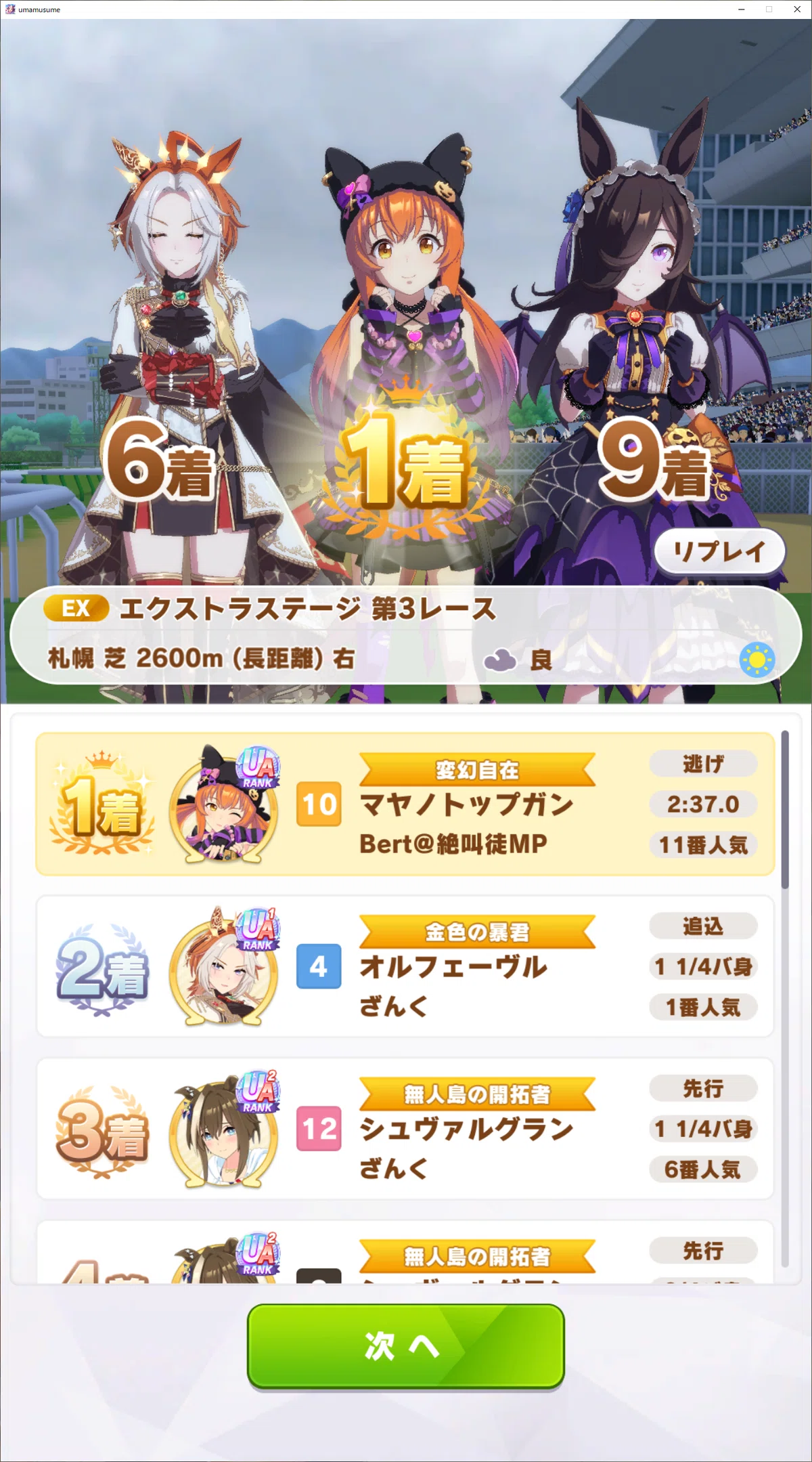 ライスと3回目の96傑を取った話｜Berta/Bert
