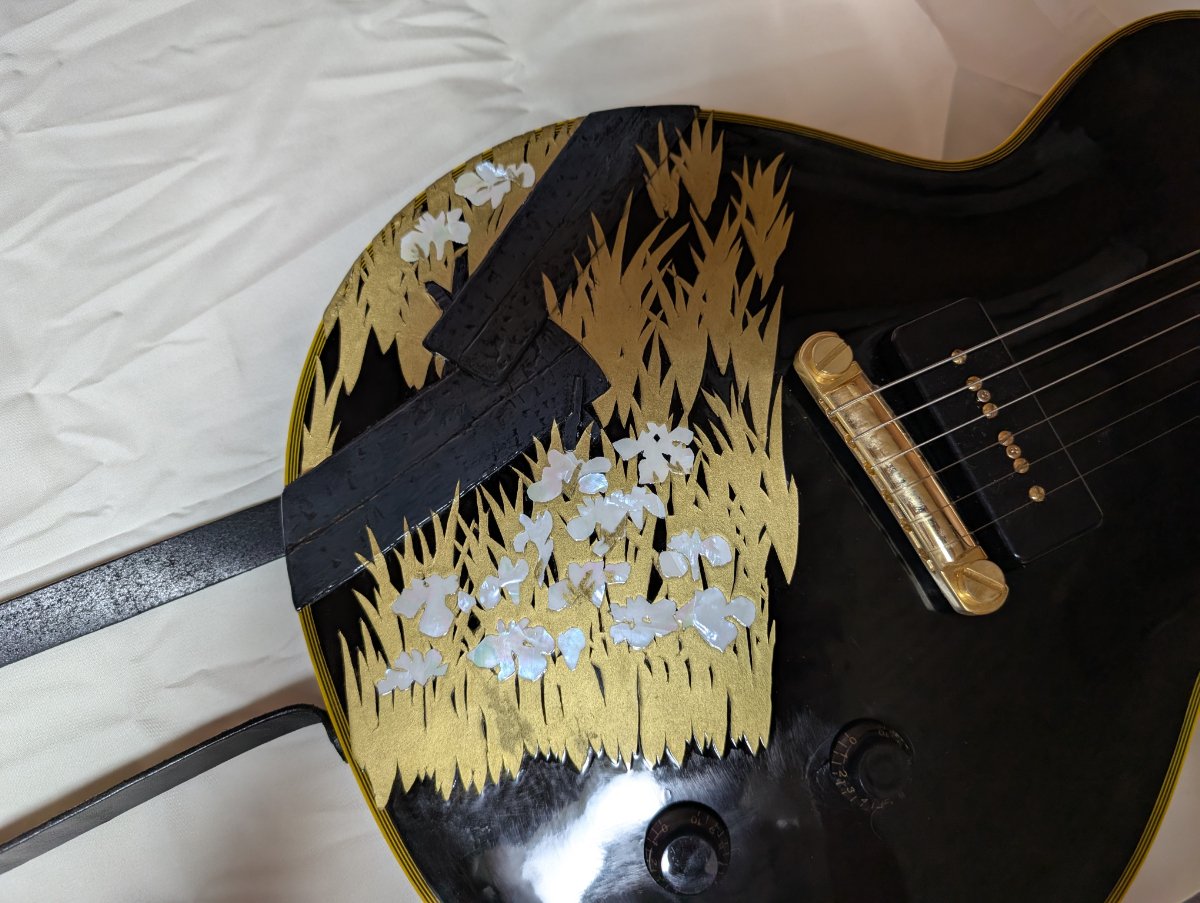 八橋蒔絵螺鈿硯箱風ギターに改造｜歌月工芸