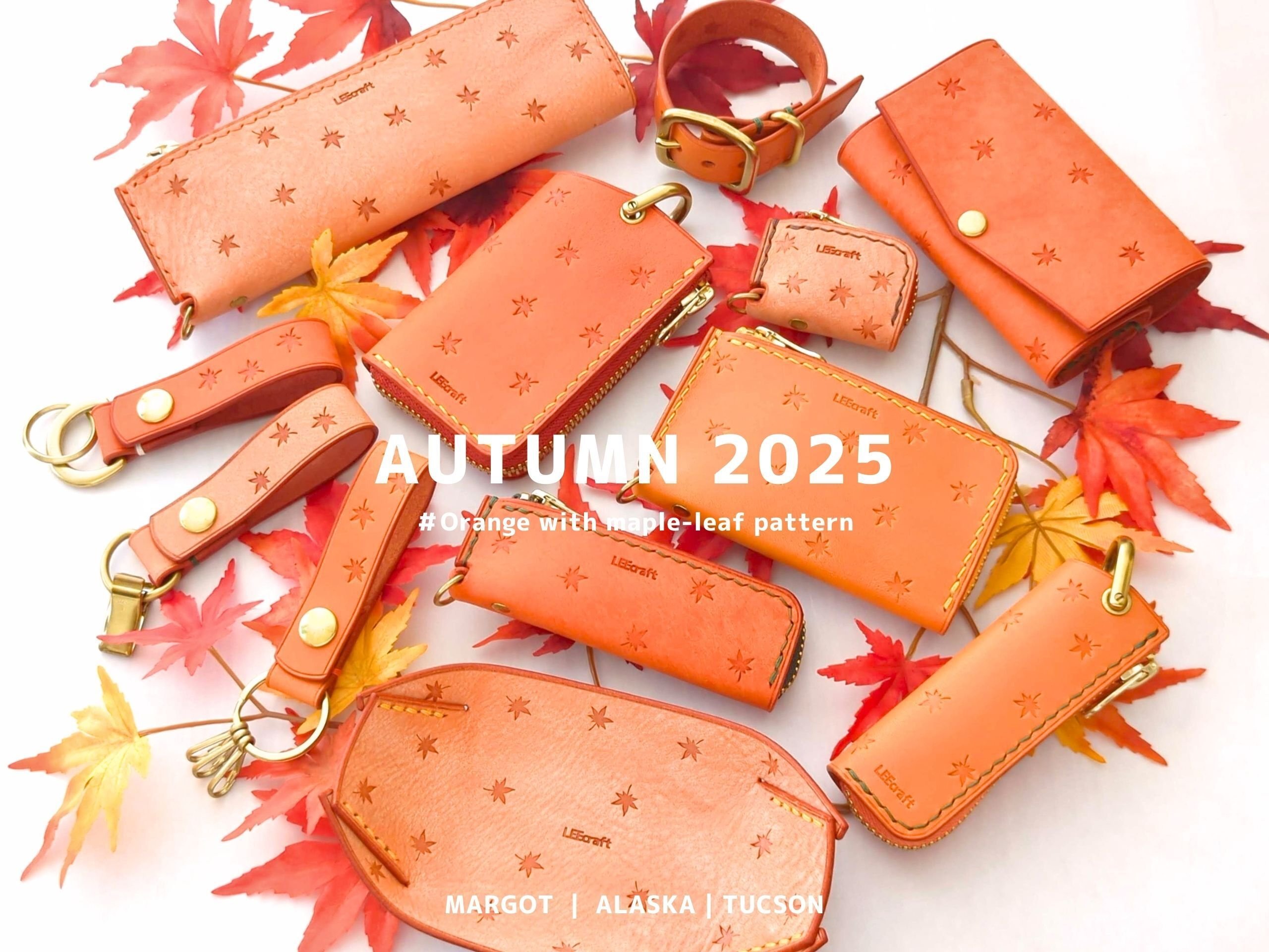 曽文　紅葉図　箱なし　MA913 もみじ柄オレンジ はじめます｜2025年秋企画｜LEEcraft