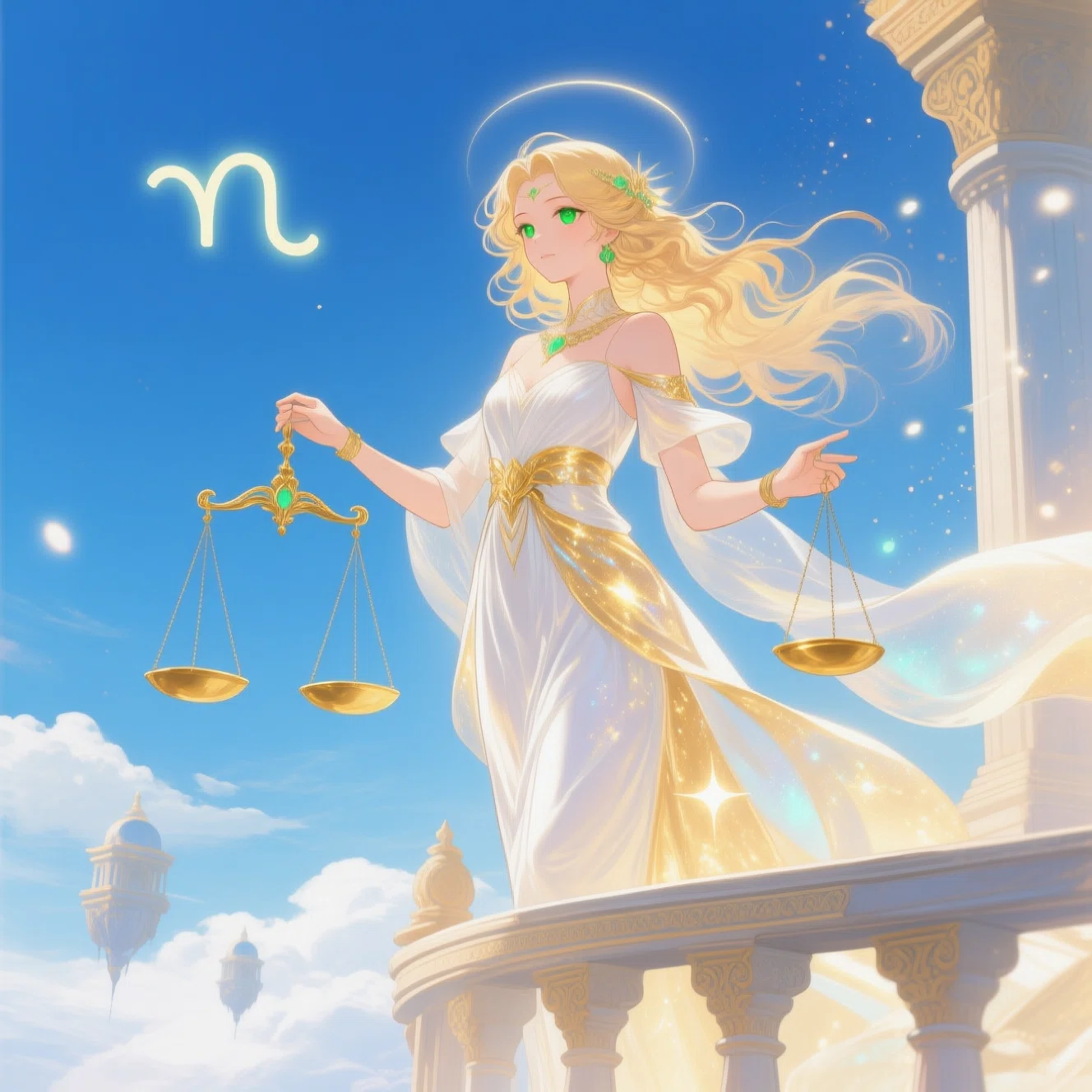 プロンプト無料公開 #002】12星座の乙女：優美なる天秤座【AIイラスト