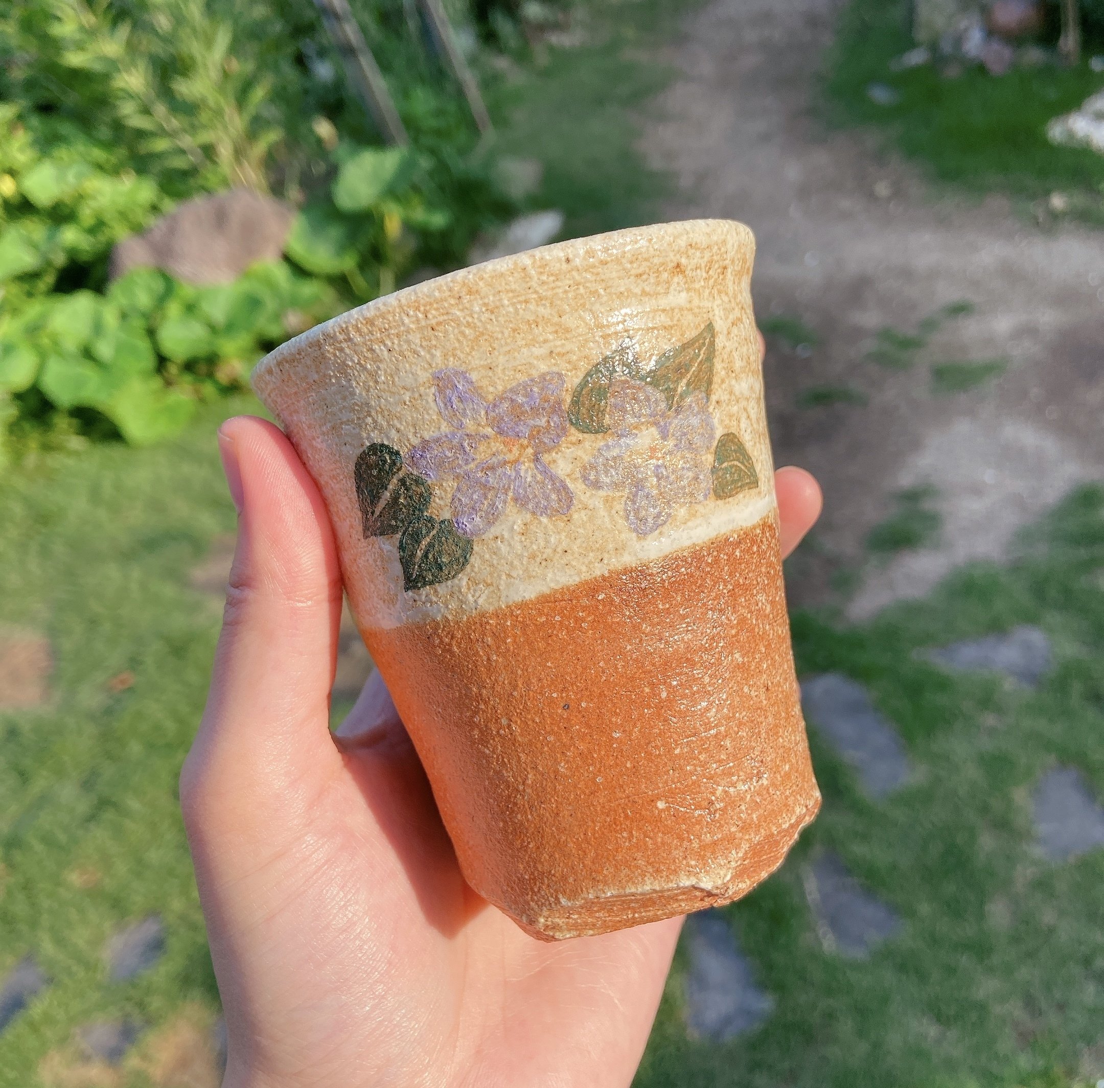 焼き締め絵付けカップ 2｜藍菖窯