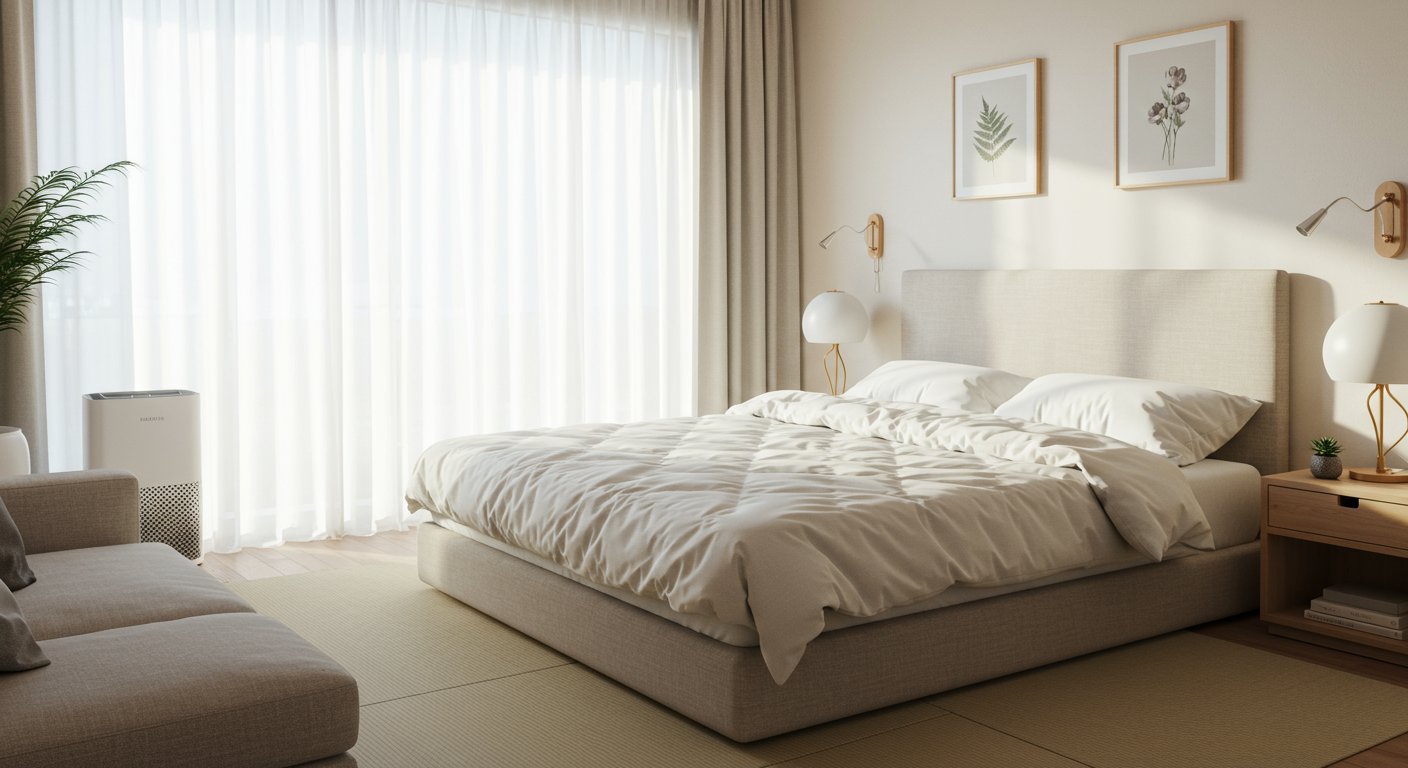 防ダニ寝具の使用例と清潔な寝室環境