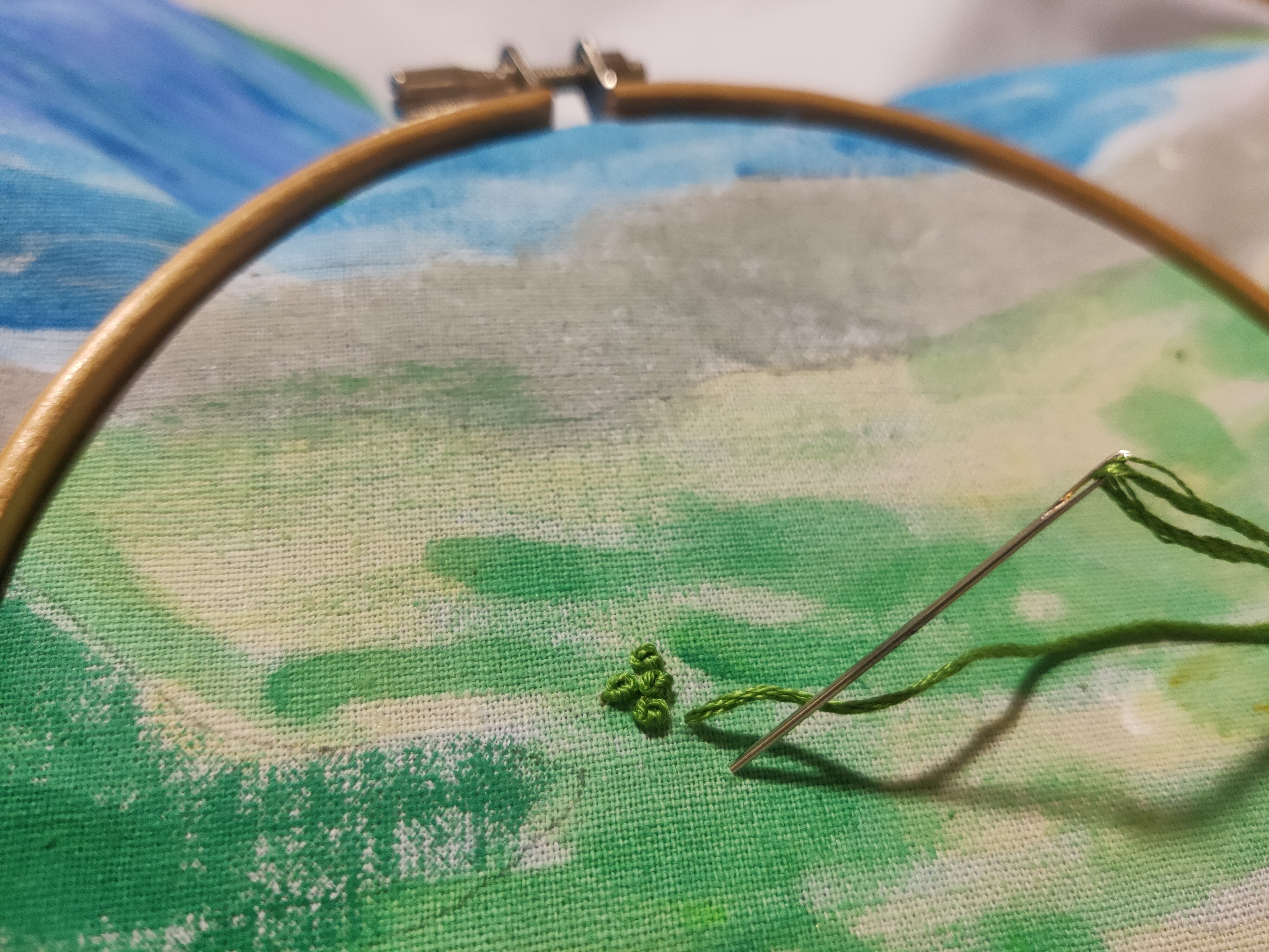 新作刺繍絵に着手｜八丈島「大坂上トンネル」より｜#012｜Mimoza