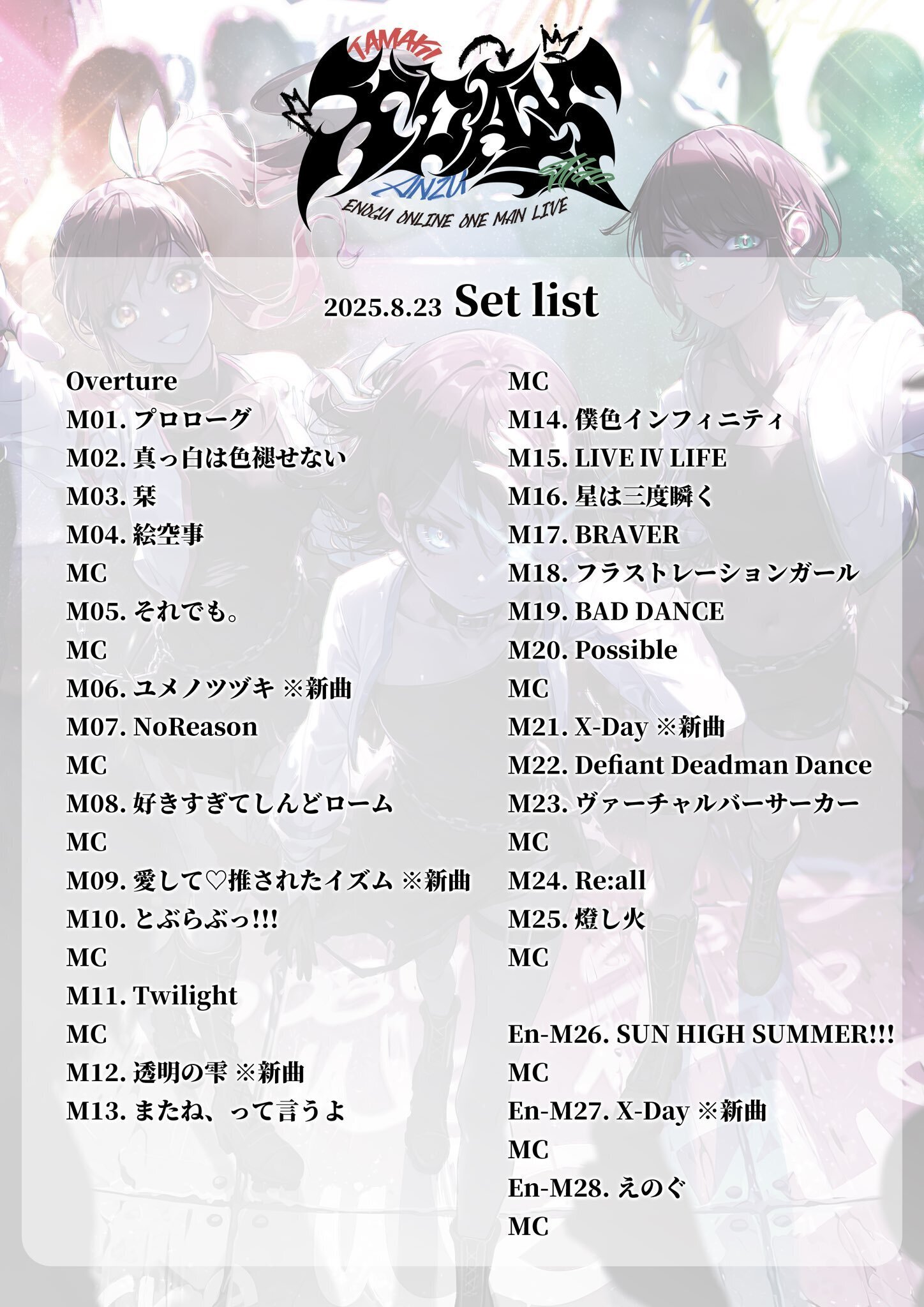 SCANDAL 直筆サイン入りセットリスト SCANDALセトリ2025情報！SCANDAL TOUR 2025 “LOVE, SPARK, JOY