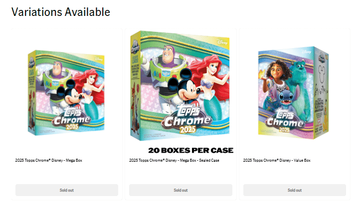 (未開封　シュリンク付)Topps Chrome Disney Mega Box 2025 Topps Chrome Disney Mega Box In Stock Availability and