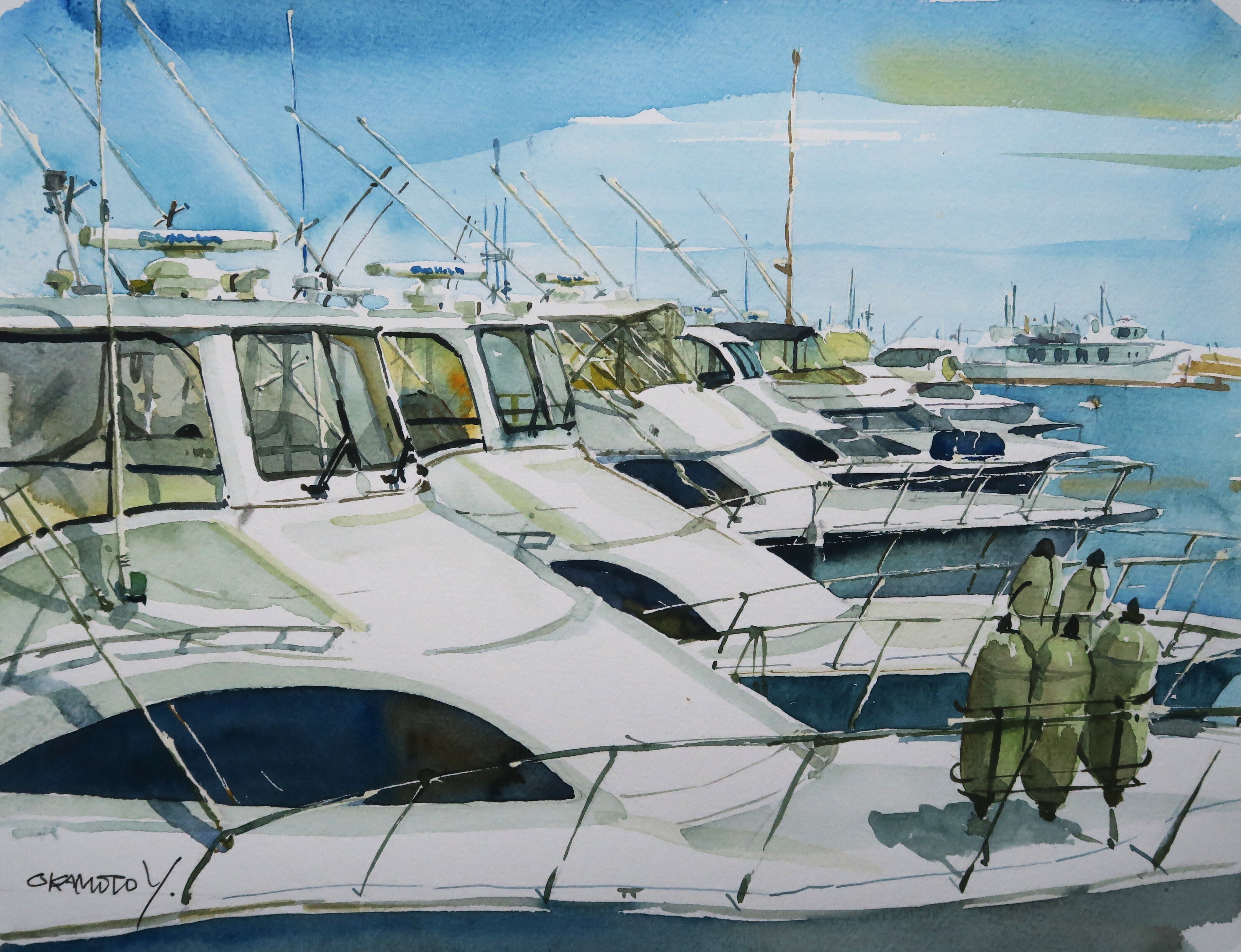 水彩画（みなとみらい21地区 横浜みなとみらい21 界隈/海辺の水彩画｜海の音 - umi no oto