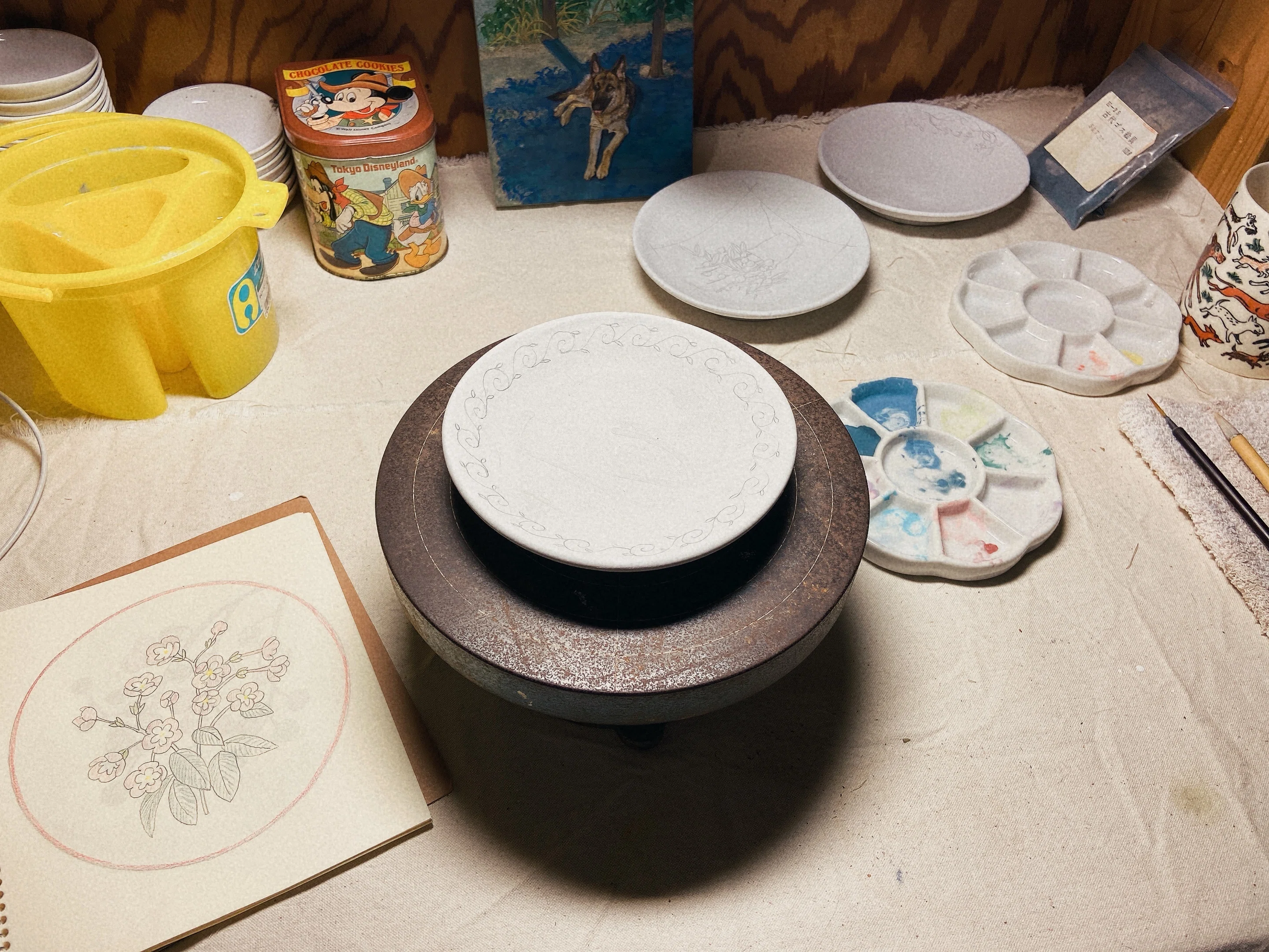絵付けの小皿、制作工程｜藍菖窯｜RanSho-gama