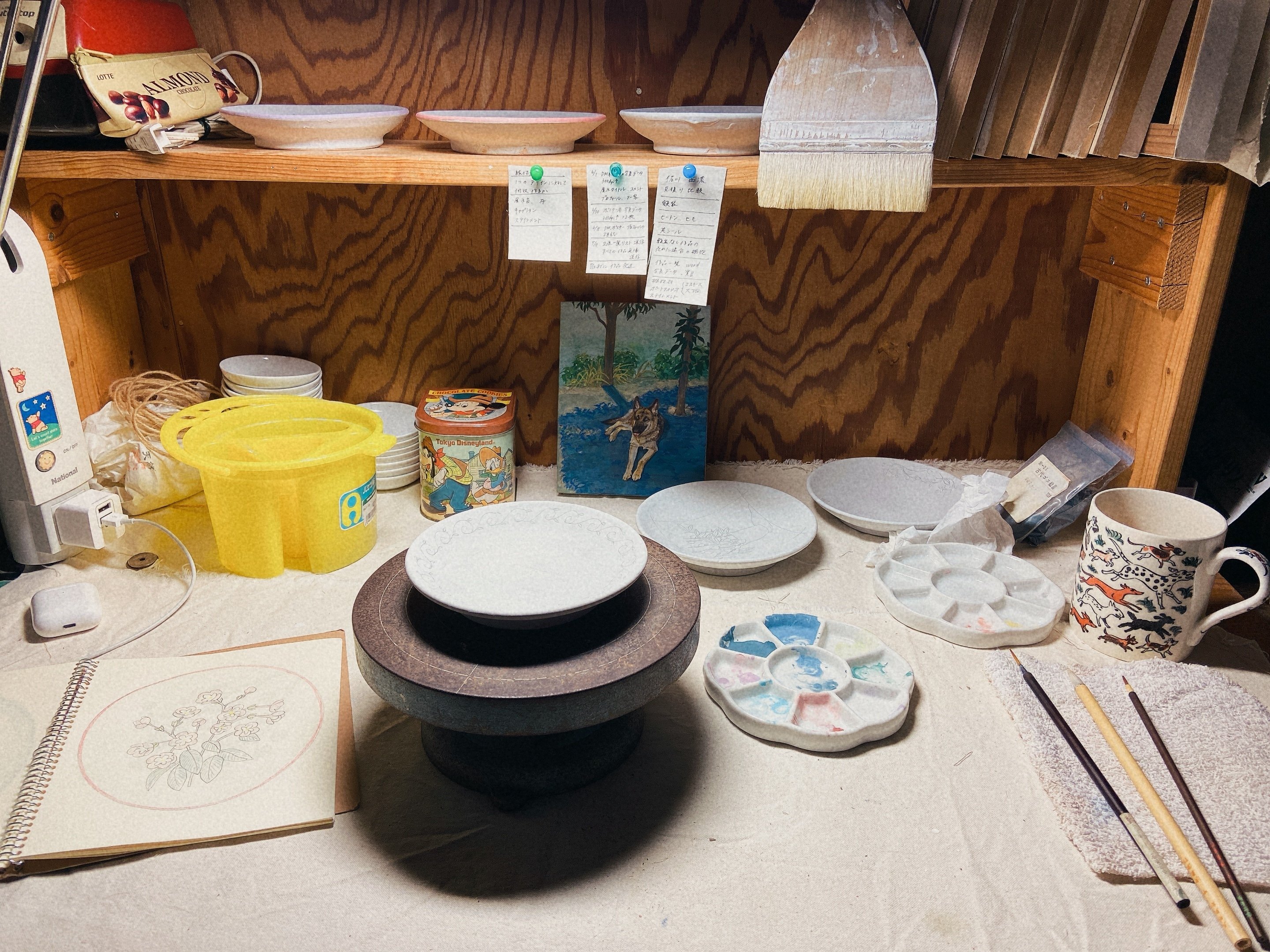 絵付けの小皿、制作工程｜藍菖窯