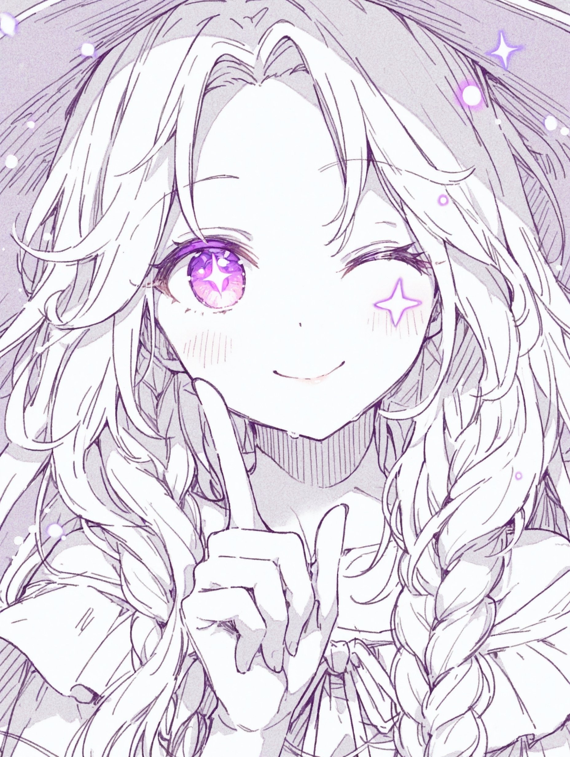 AIイラスト制作記｜鉛筆線に咲く紫の魔女─ ダークな筆致とキュートな