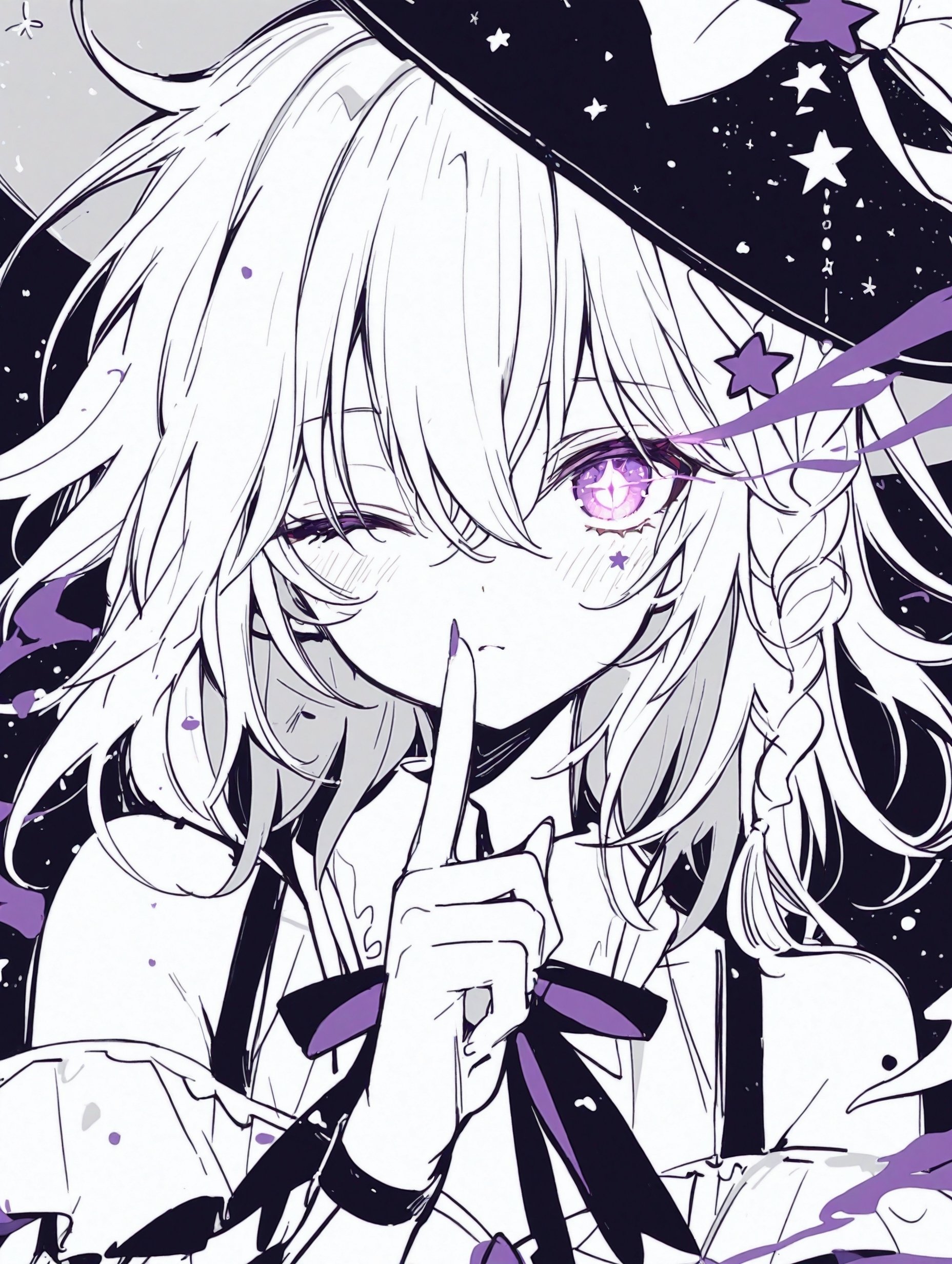 AIイラスト制作記｜鉛筆線に咲く紫の魔女─ ダークな筆致とキュートな