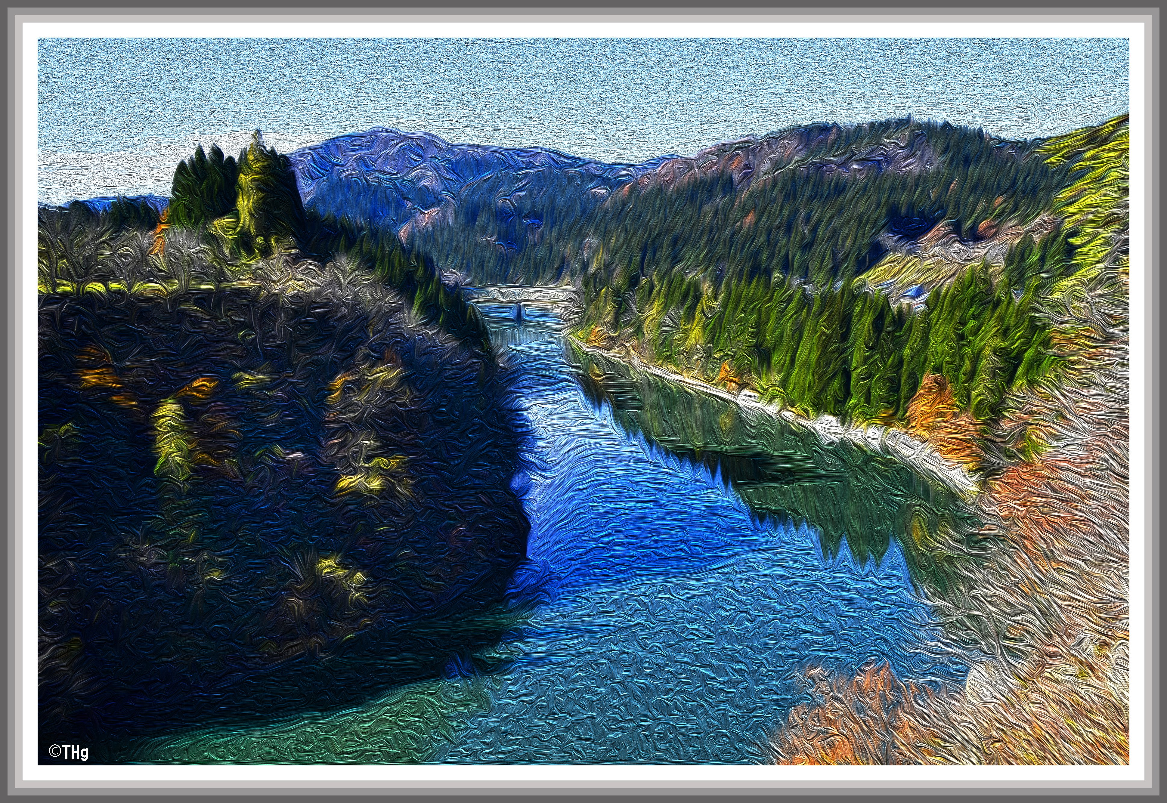 只見川清流（油彩風）｜taka