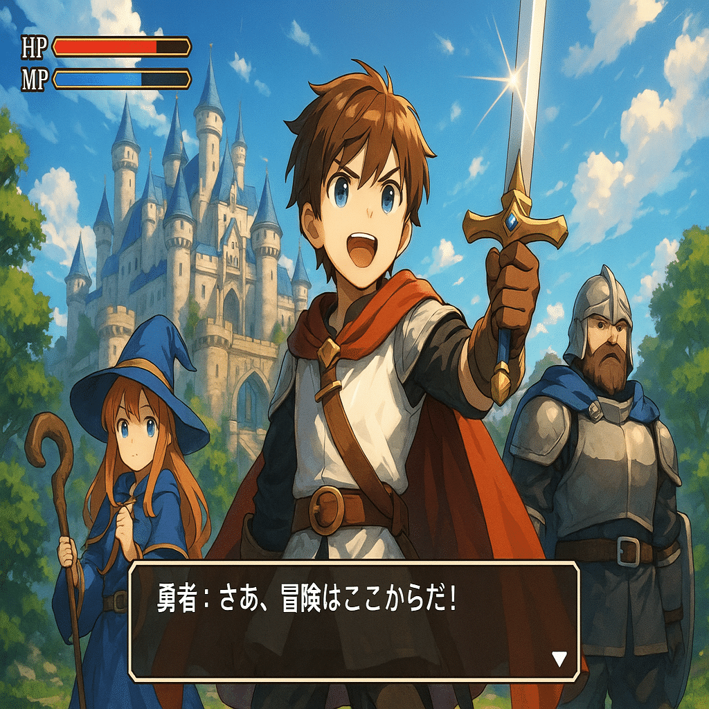 ChatGPTを使って日本語セリフ付きRPGゲームのシーンを再現してみた