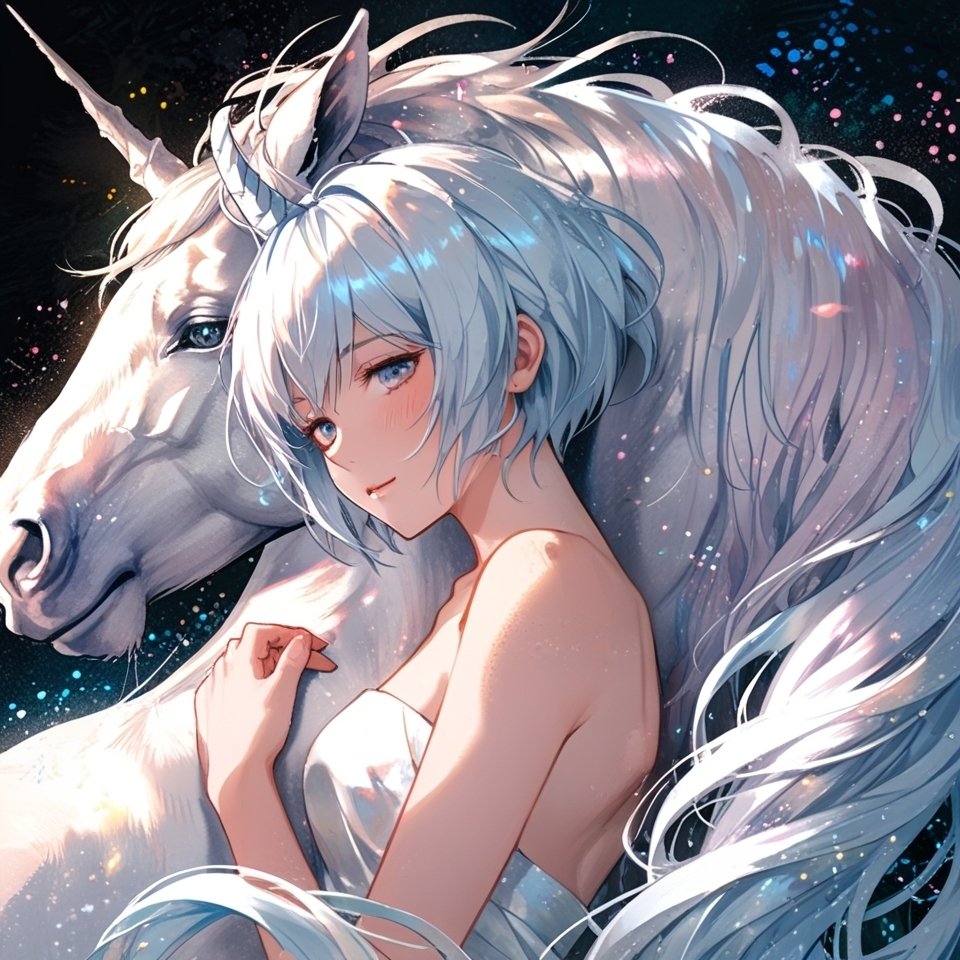 ユニコーンと乙女【画像生成練習帳】｜なぎ🍀