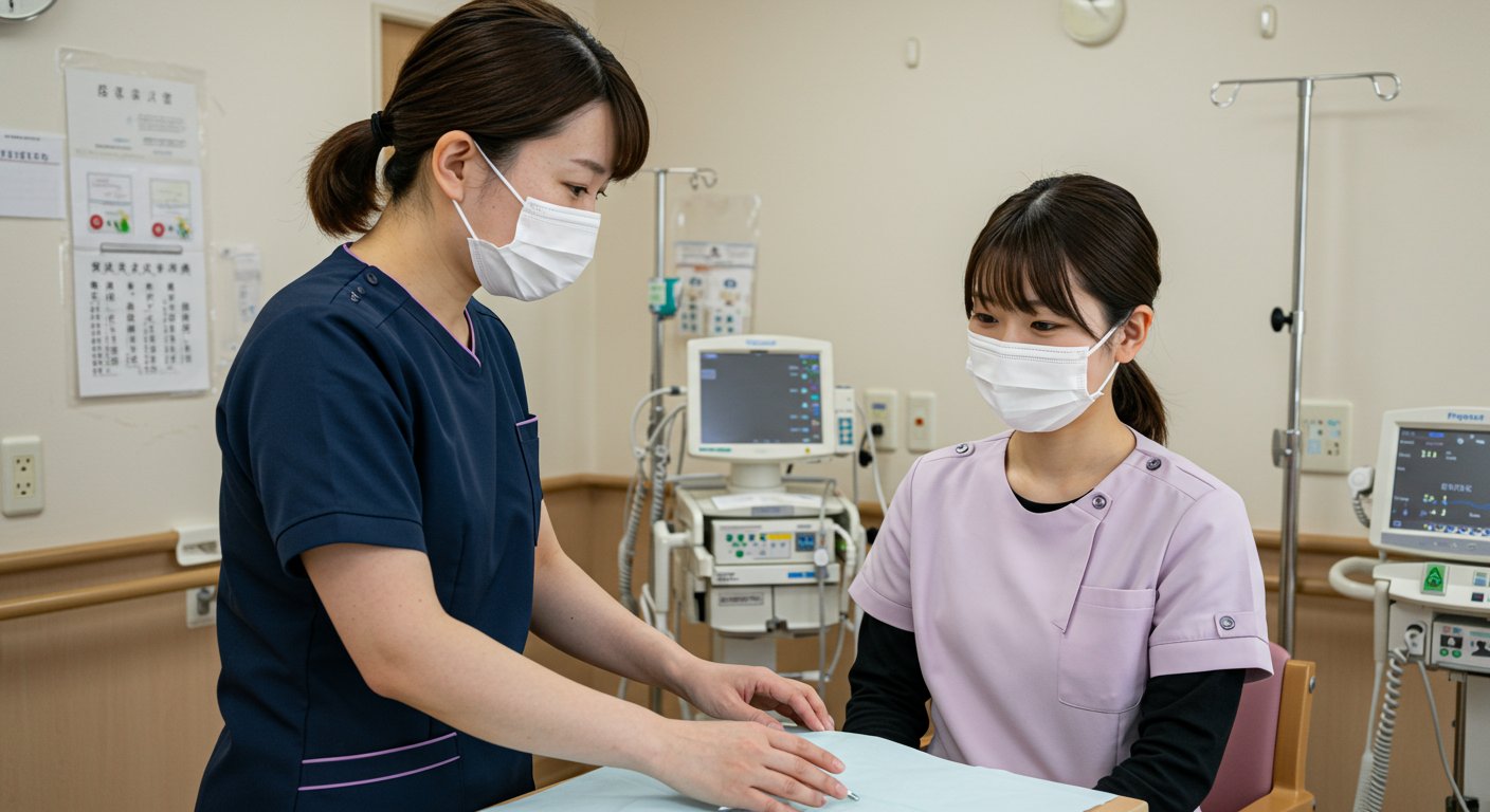 メンター制度で新人職員をサポートする様子