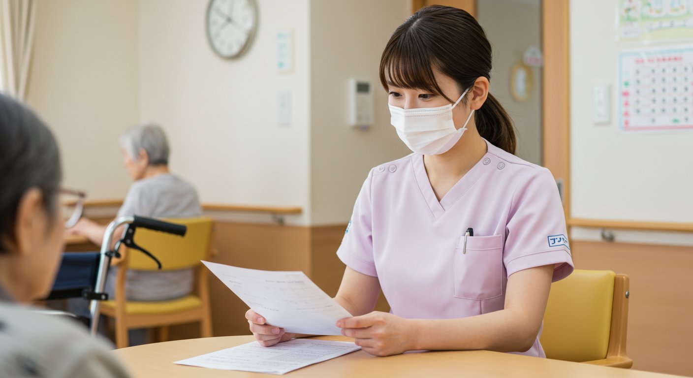介護スタッフが採用業務と介護業務を両立しようとする様子