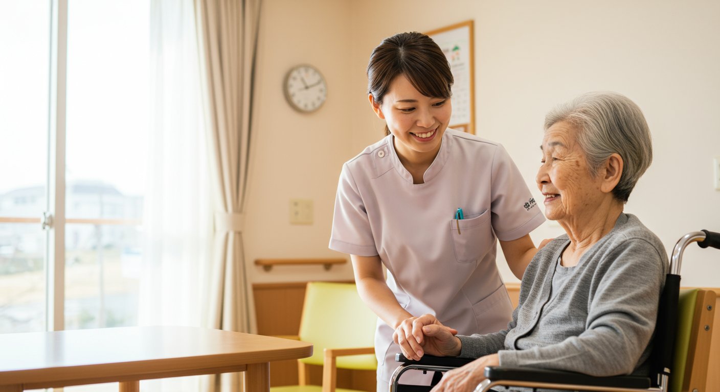 介護スタッフが高齢者をサポートする様子