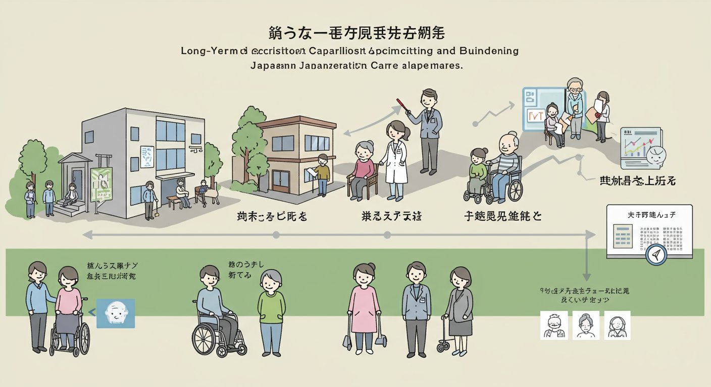 介護施設の長期的な成長と採用力強化のイメージ