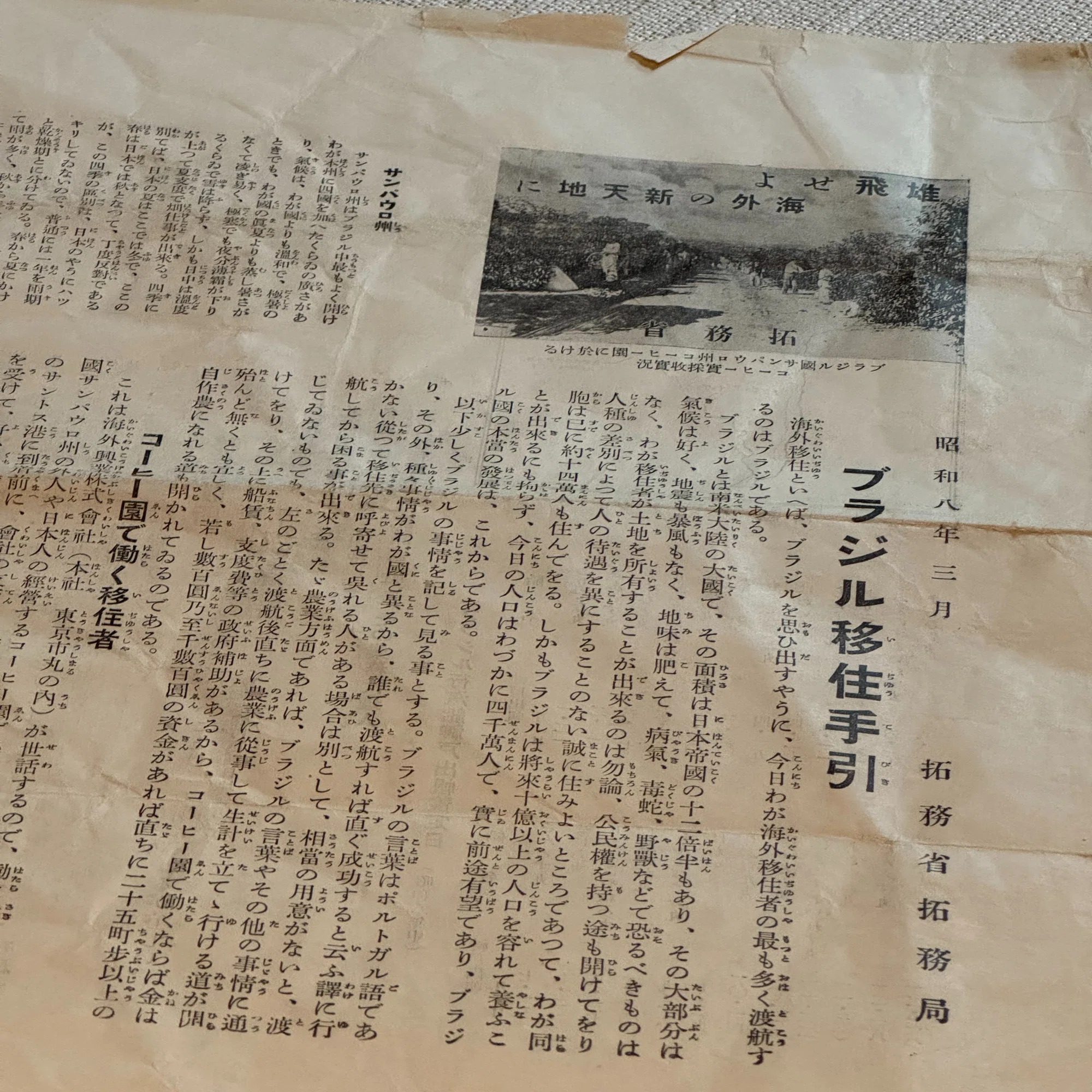 日本もかつては移民のための拓務省があり推奨していましたが、やがて 