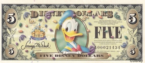 2005年創立50周年記念ドナルドダックのディズニーダラー Yahoo!オークション - ディズニーダラー 50ドル札 （2005年版