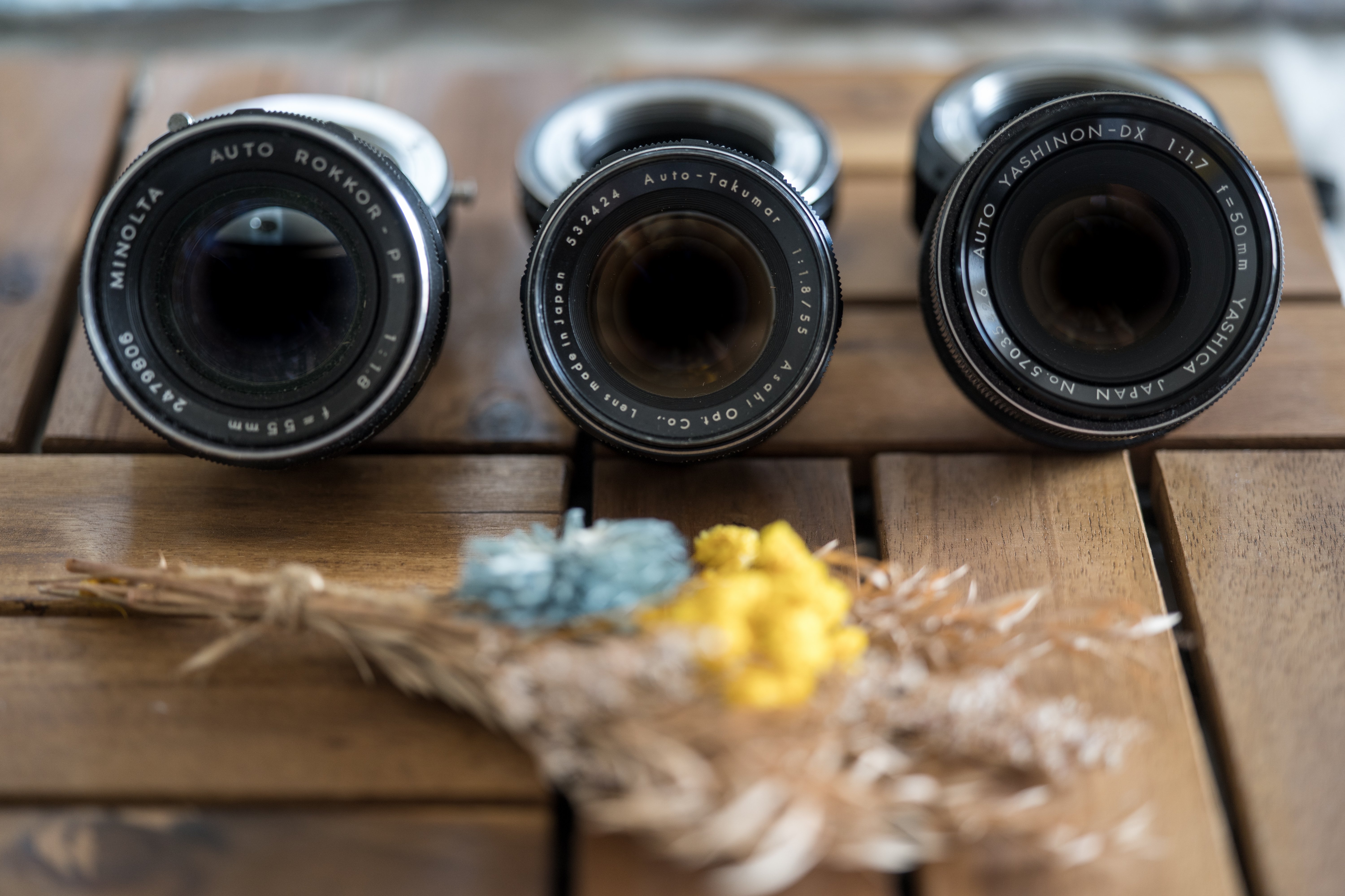 オールドレンズ YASHINONセット （セット1） 富岡光学製？のオールドレンズ】YASHICA AUTO YASHINON 5.5cm 1:1.8