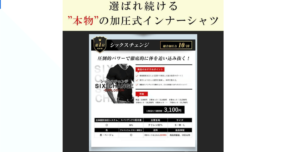 楽天市場】加圧シャツ シックスの通販 新品【匿名配送】SIX-CHANGE