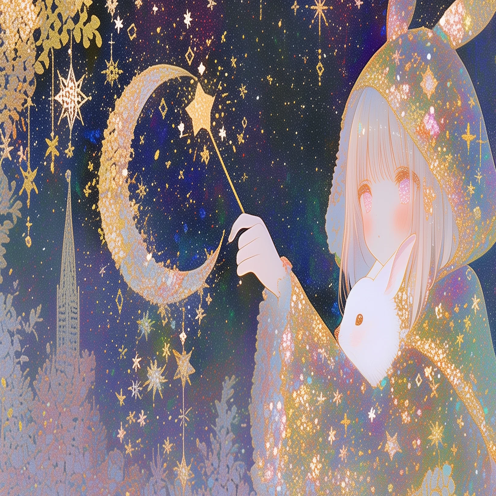 AIイラスト制作記｜キュートなうさぎの魔法使い｜リンファ@AIアート