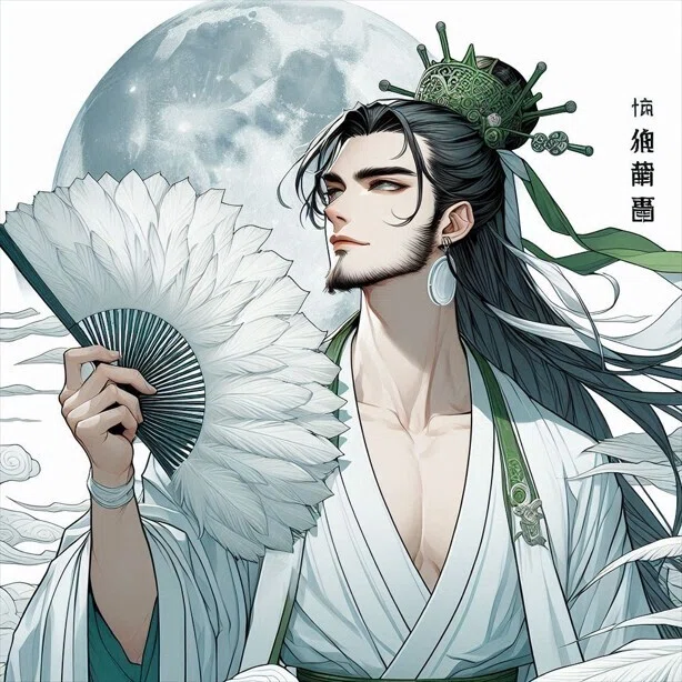 三国志演義より、「綸巾」「羽扇」「鶴氅」孔明3点セットのご紹介です。｜珠comニャク