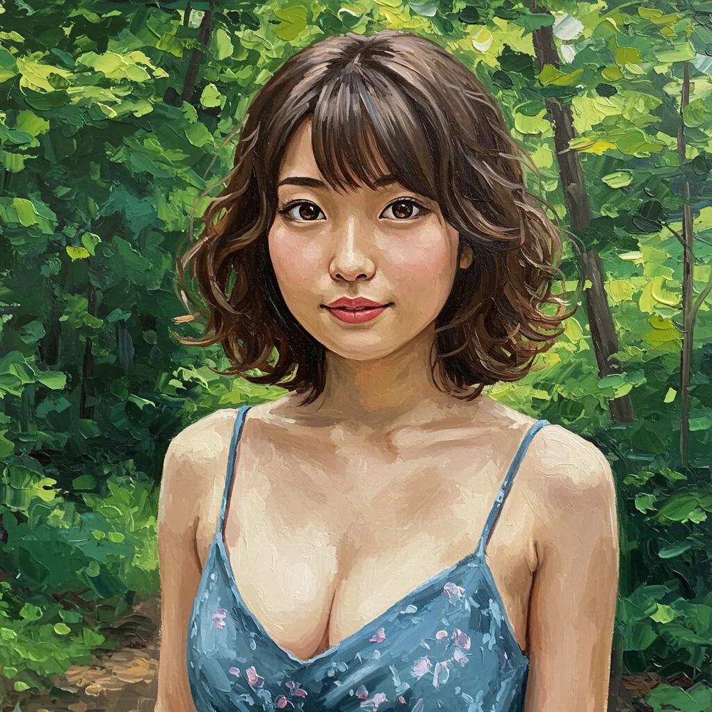 グーグル de 女子（油彩画、森の小径） @ImageFX & Whisk＋プロンプト