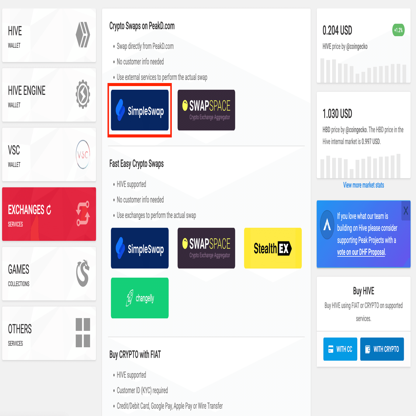 HIVEの出入金に便利な両替サービス - SimpleSwap｜go-kyo