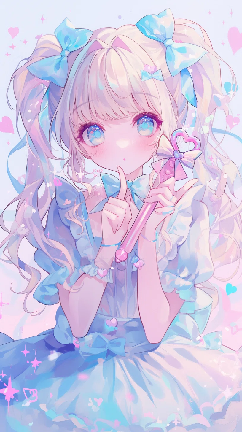 水色魔法少女100人くらいAIイラスト｜こうな姫｜原宿の姫