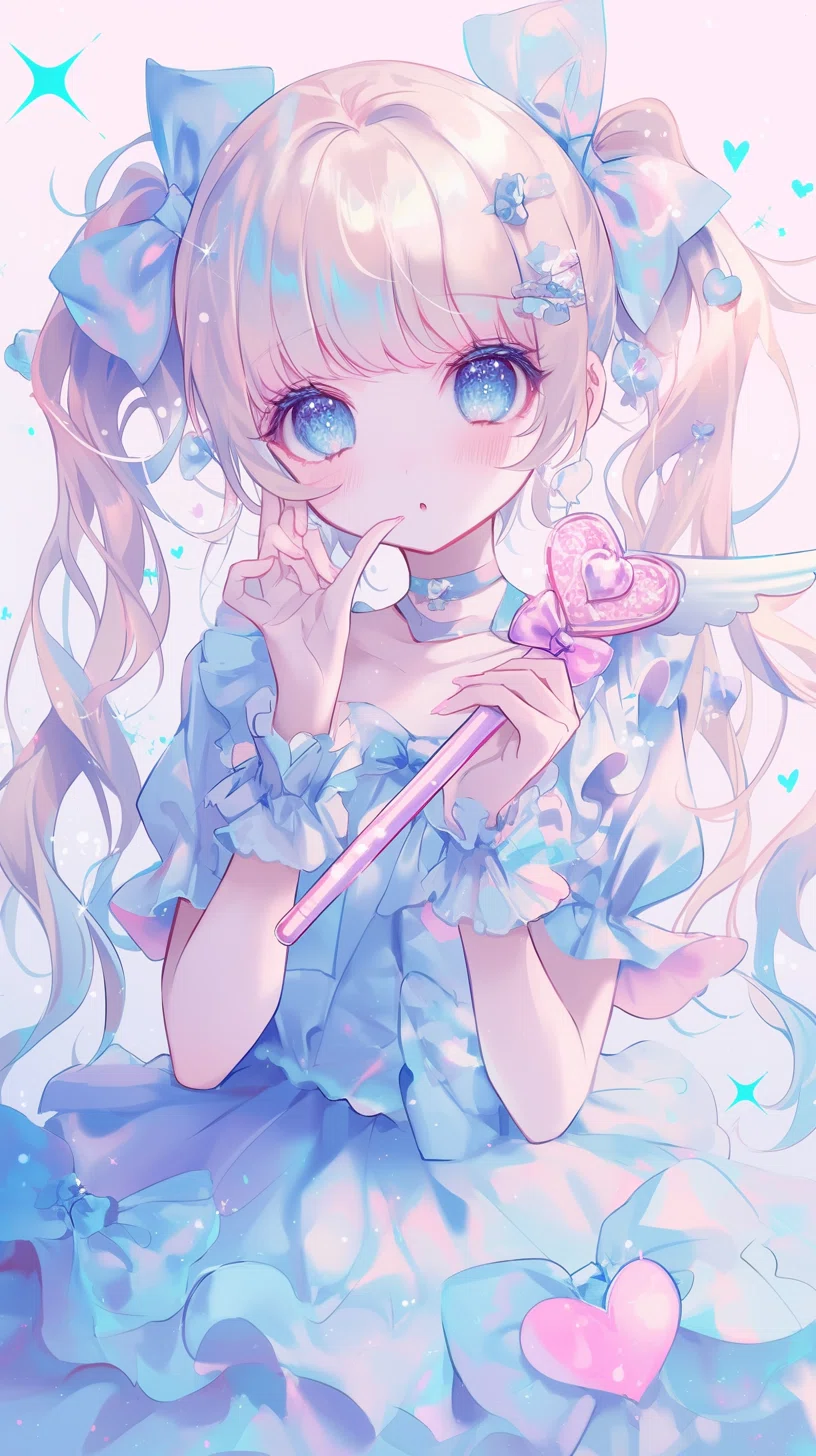 水色魔法少女100人くらいAIイラスト｜こうな姫｜原宿の姫