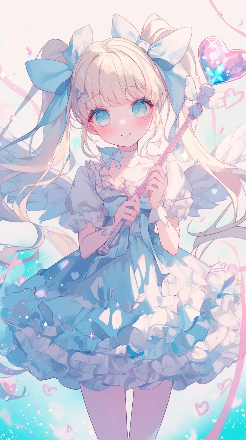 水色魔法少女100人くらいAIイラスト｜こうな姫｜原宿の姫