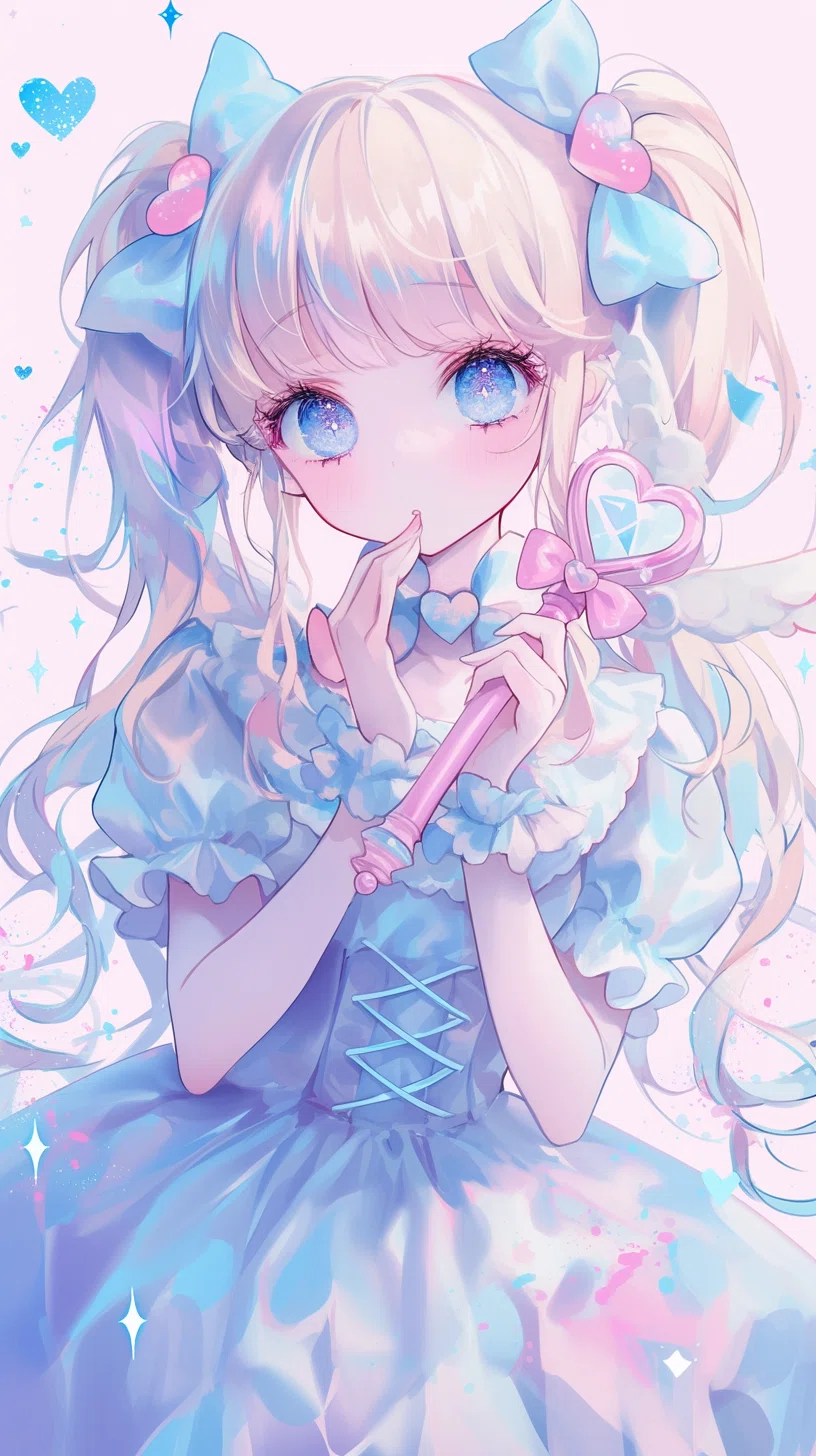 【一点物】 AIイラスト 「創作魔法美少女 色紙アート 水色魔法少女100人くらいAIイラスト｜こうな姫｜原宿の姫