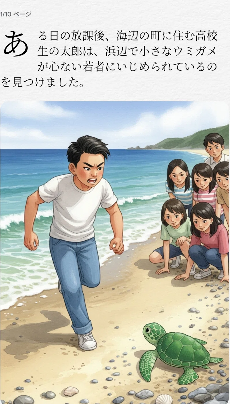 googleGeminiのstorybookを使って「現代版の浦島太郎」をつくってみた