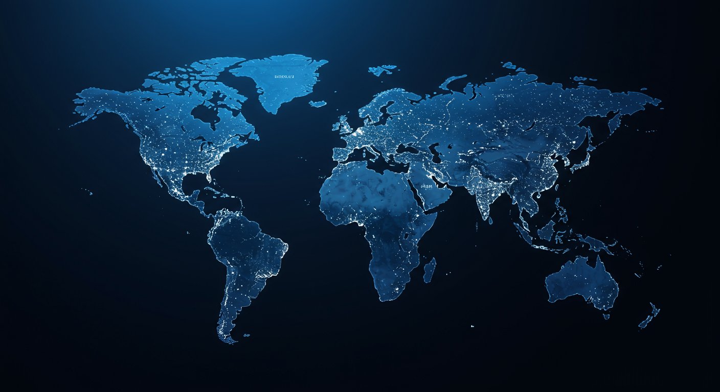 グローバル対応の保証サービスを示す世界地図コンセプト