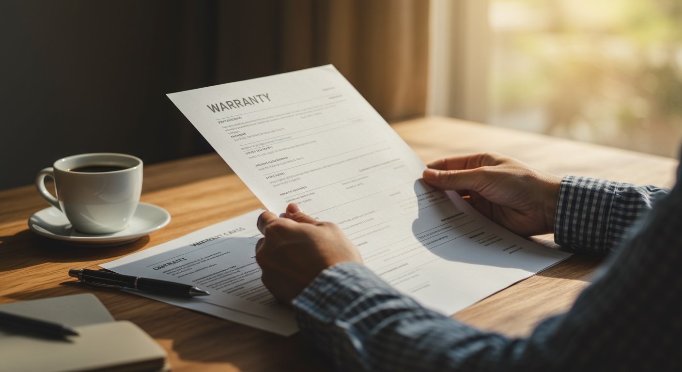 延長保証の契約書を確認する様子